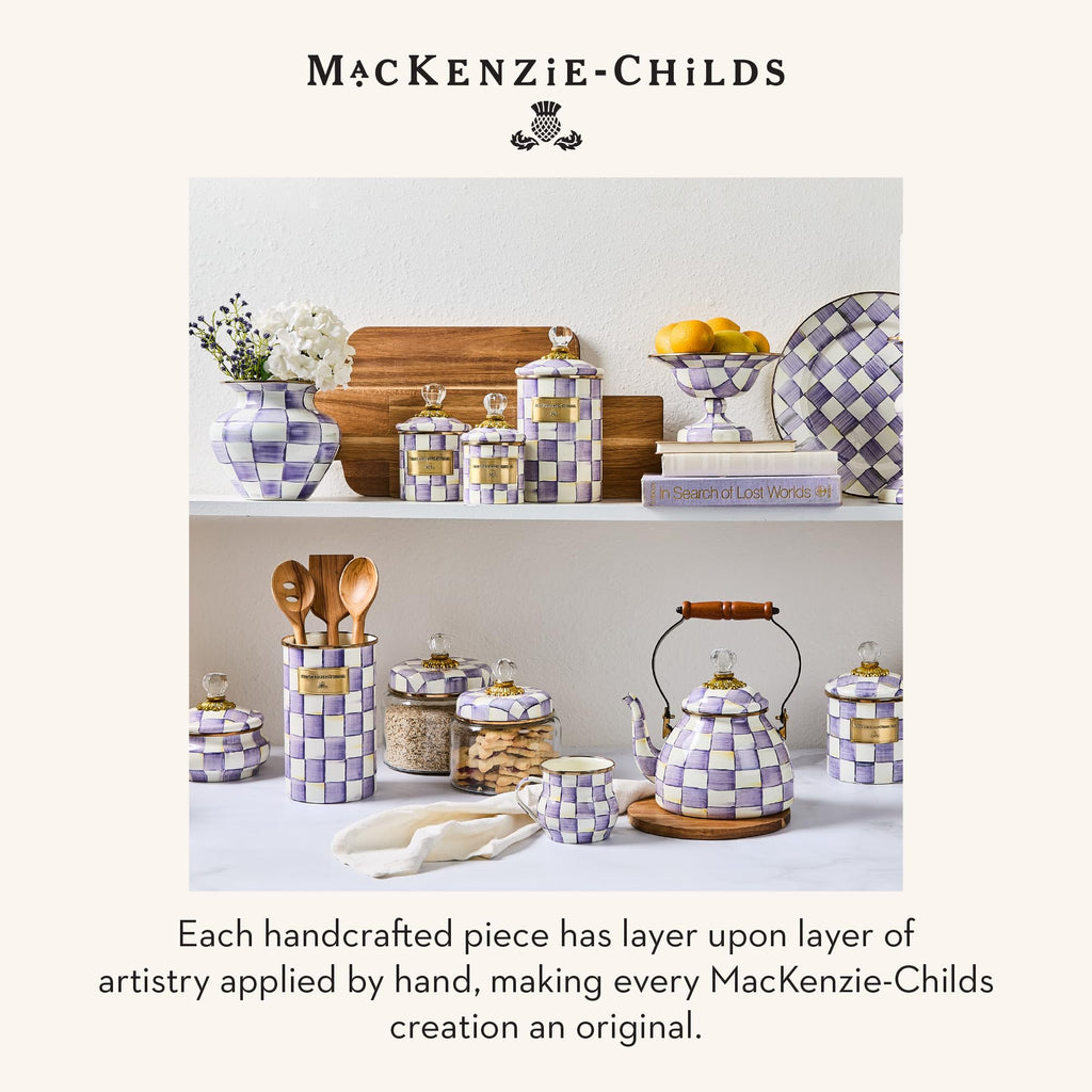 MACKENZIE-CHILDS Enamel Utensil Holder, Stylish Kitchen Countertop Organizer, Wild Rose Brown