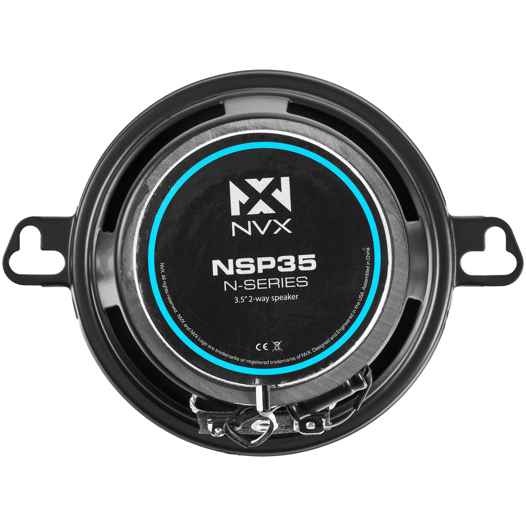 NVX NSP35 3.5" Car Speakers, 200W Max, 70W RMS, 2-Way Coaxial w/Silk Dome Tweeters & Built-in X-Overs, Easy to Install in Cars/Trucks/Doors (Pair)