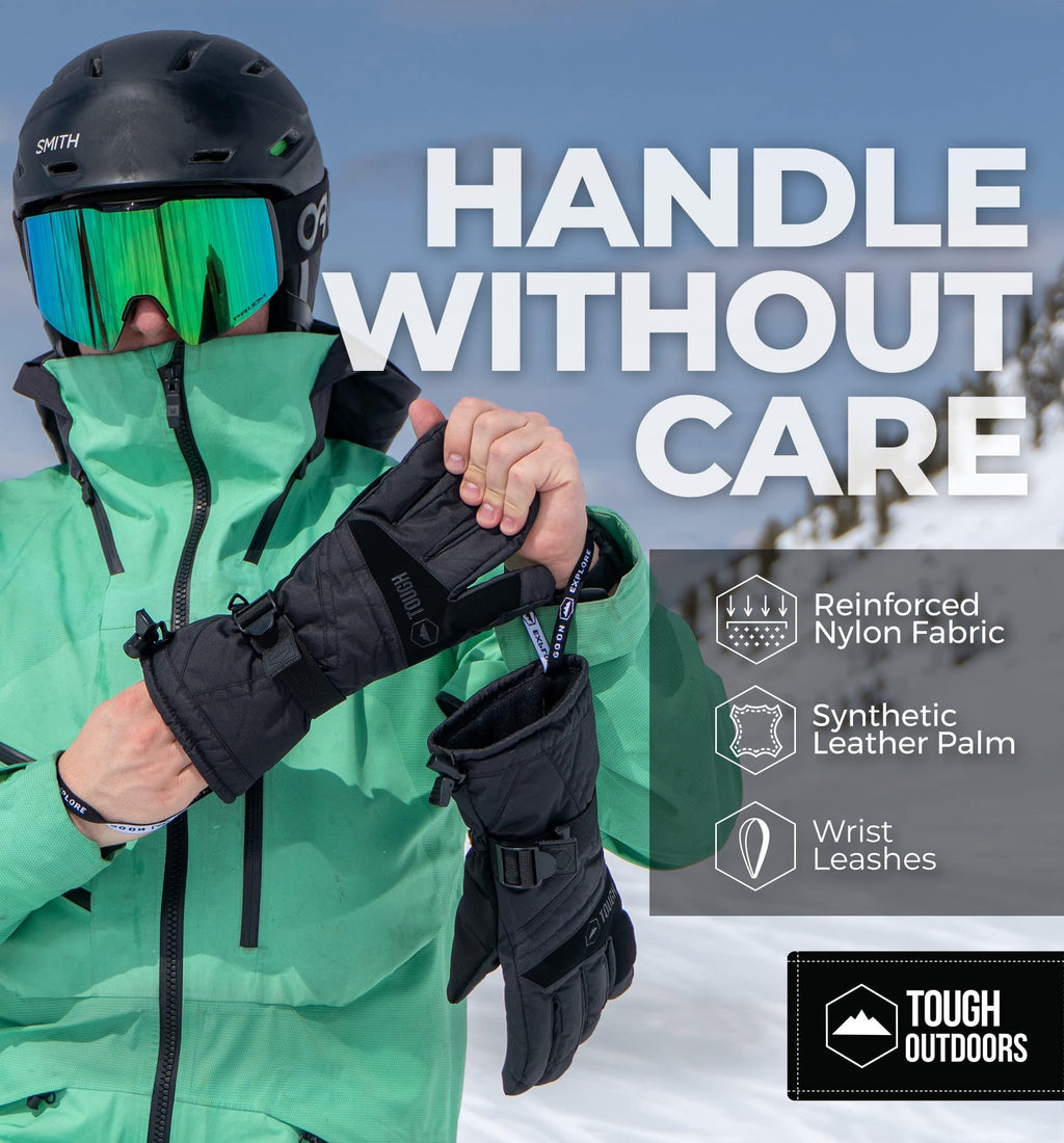 Tough Outdoors Waterproof Gloves Women - Ski Gloves Men - Warm for Winter Cold Weather Snow & Snowboarding - Men's Women's