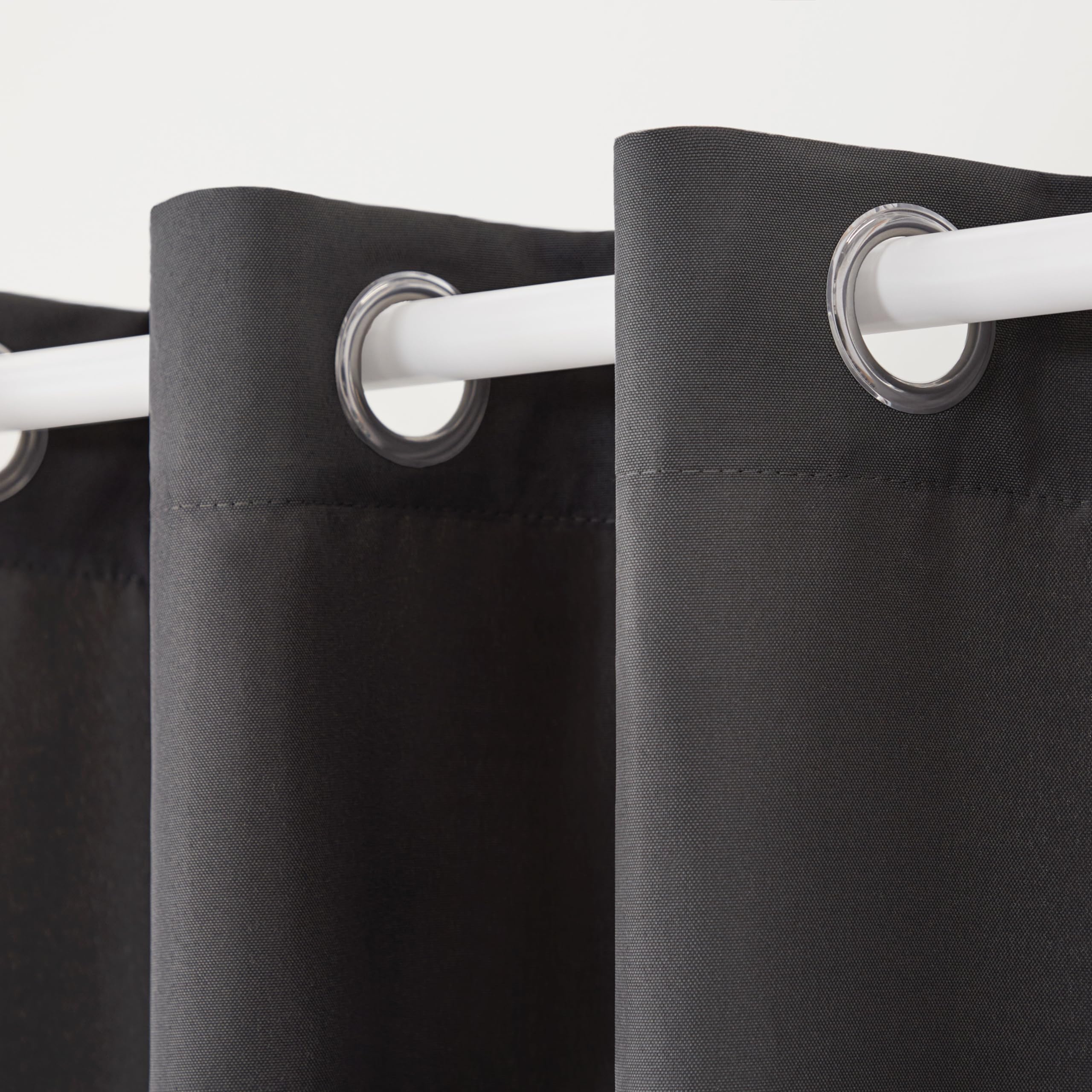 Town & Country Basics Cabana Solid Heavyweight Indoor Outdoor Curtains, Light Filtering Opacity with Grommet Top, Water Repellent, 2-Pack Set, 54"x96", Black