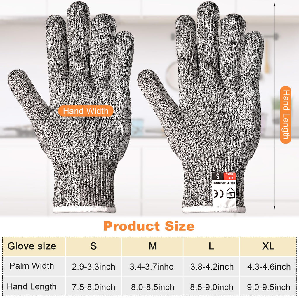 Xuhal 12 Pairs Cut Resistant Gloves Level 5 Protection Cutting Safety Kitchen Anti Cut Gloves for Kitchen (M)