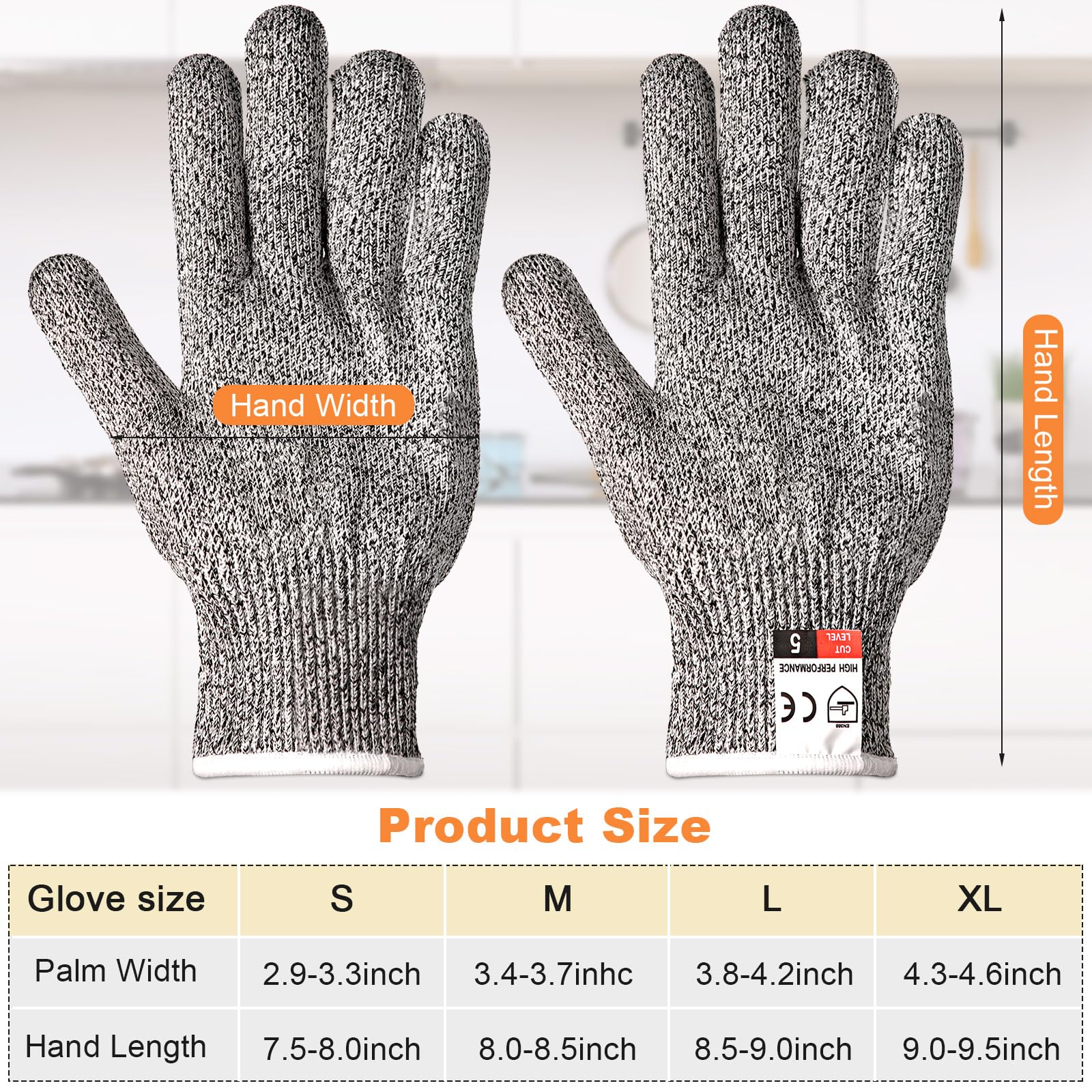 Xuhal 12 Pairs Cut Resistant Gloves Level 5 Protection Cutting Safety Kitchen Anti Cut Gloves for Kitchen (M)