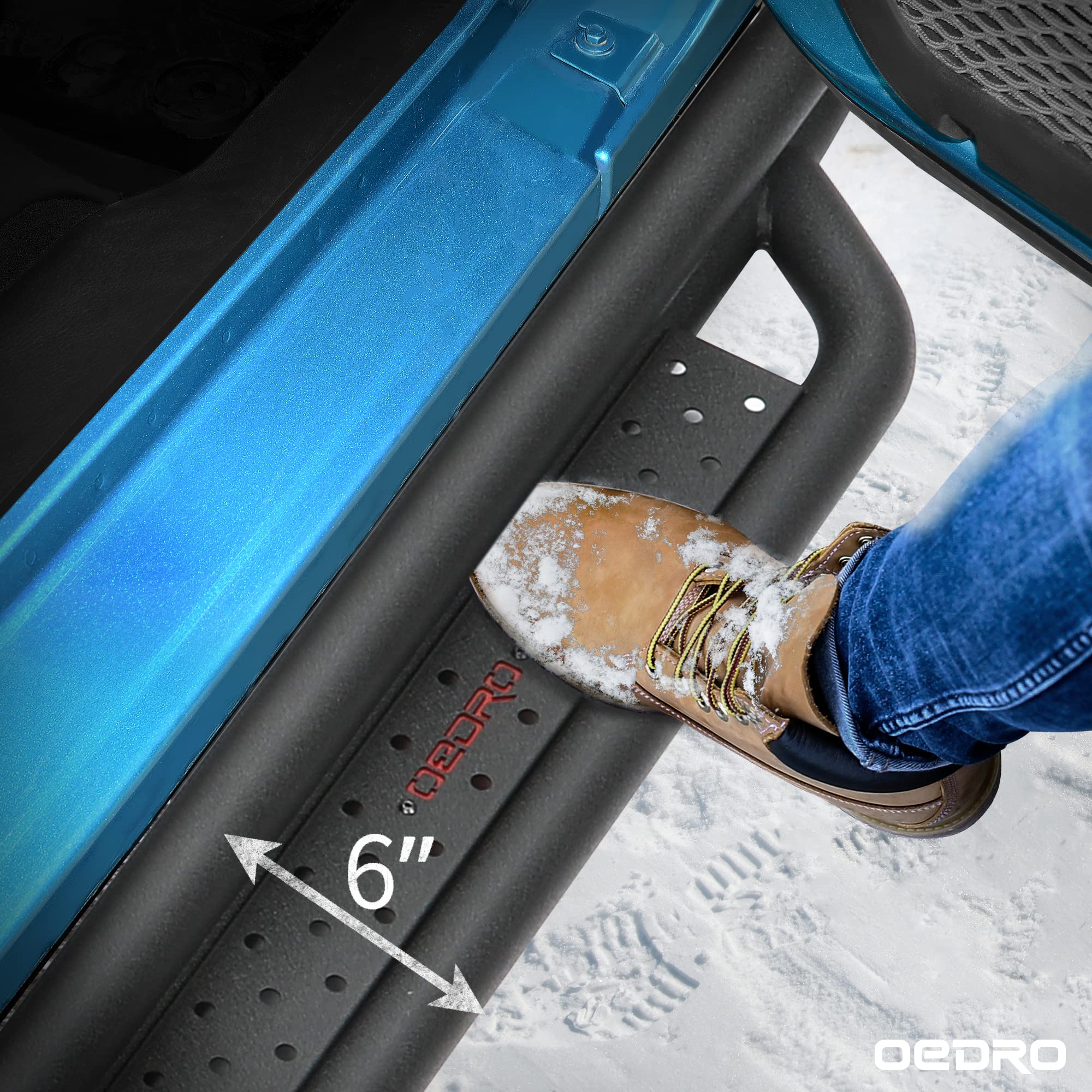 OEDRO Running Boards: Compatible with Chevy Colorado/GMC Canyon 2015-2026 Crew Cab, Side Steps Two-Stairs Bed Access Nerf Bar Rails
