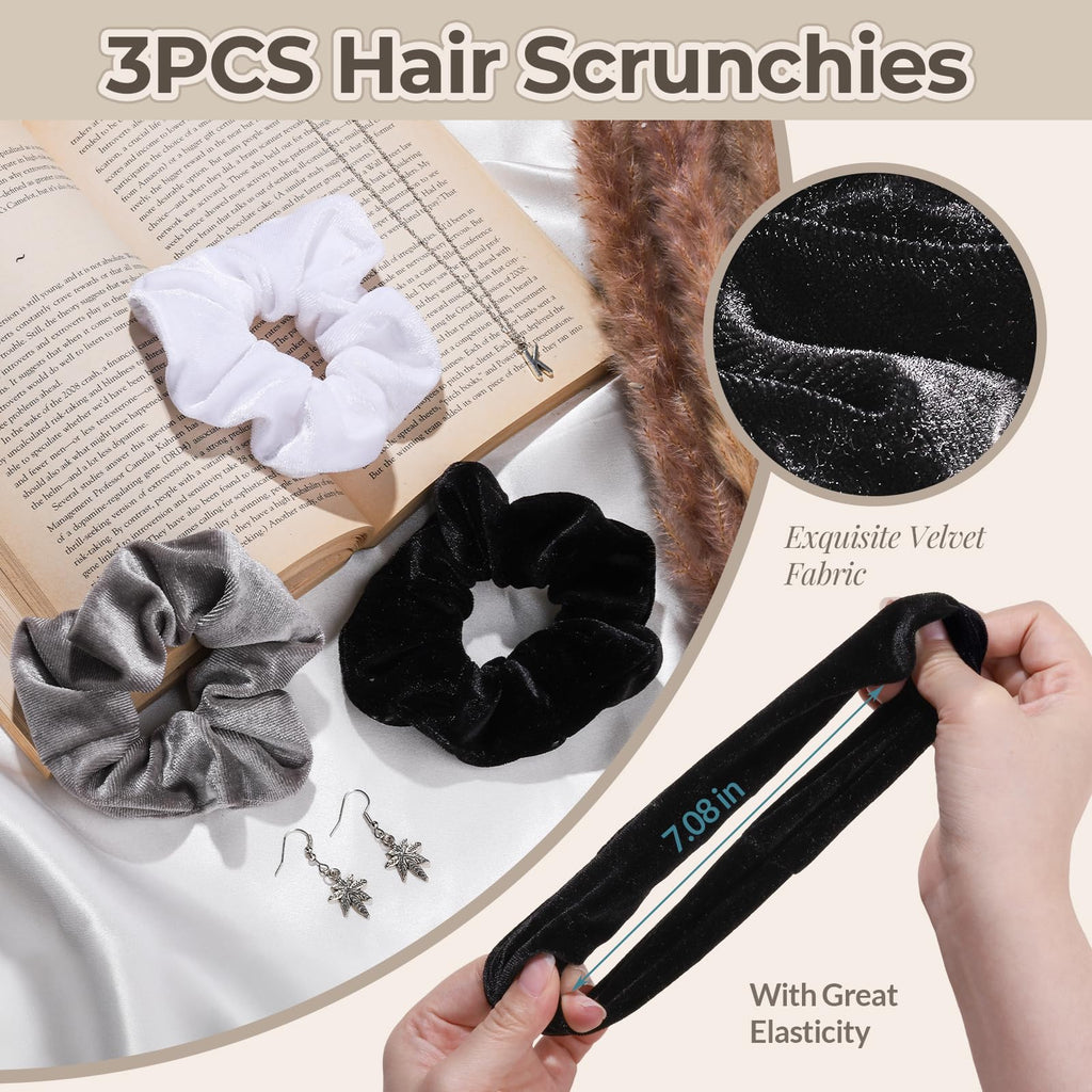 LEOBRO Spa Headband, 6pcs Makeup Headbands and Hair Scrunchies, Bow Skin Care Headband for Washing Face for Teen Girls Women, Easter Basket Valentines Gifts for Girls, Black & White & Gray