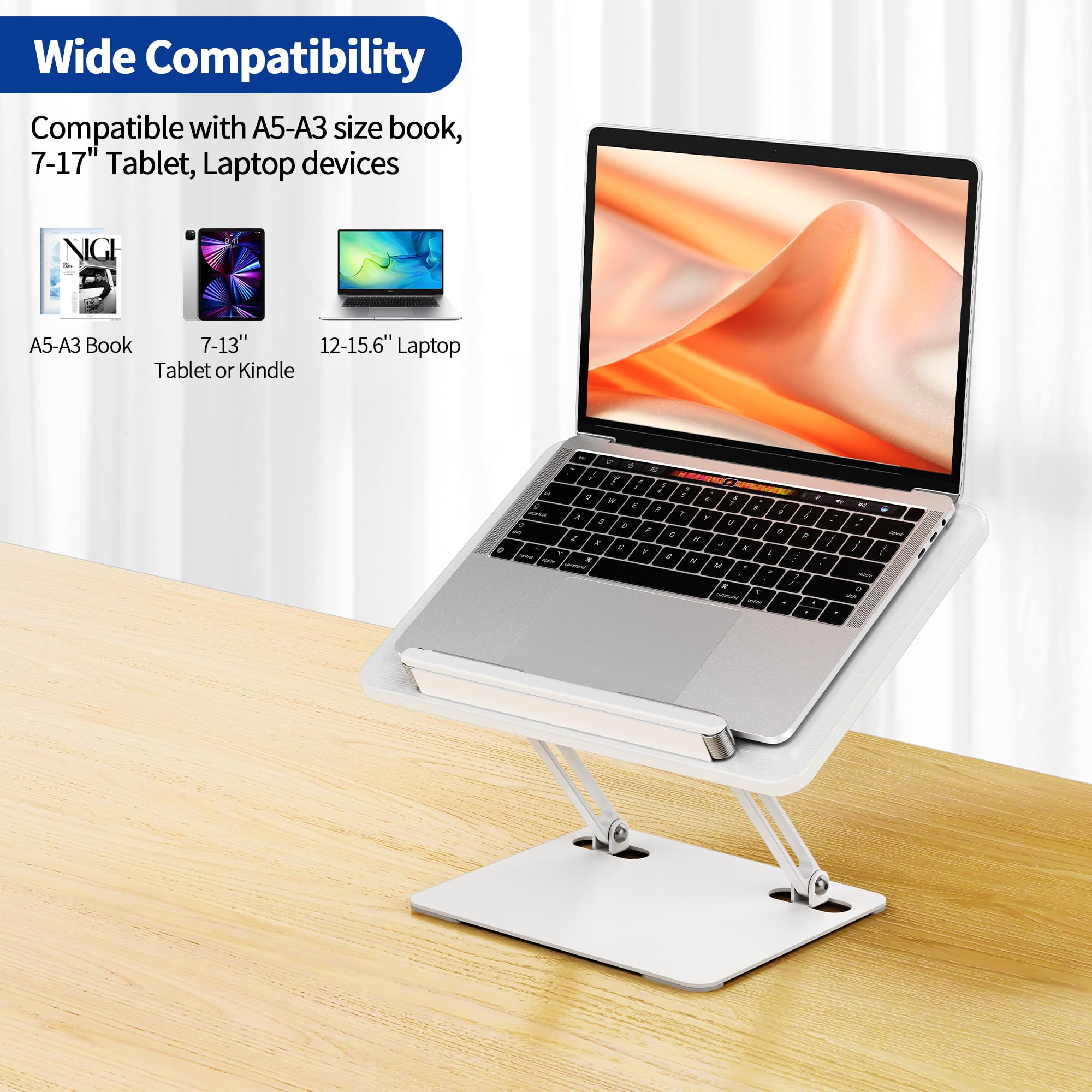 BESIGN BS01 Book Stand for Reading, Adjustable Book Holder, Ergonomic Laptop Stand with Elastic Page Clips for Music Scores, Recipe, Tablet, Laptop (Black)