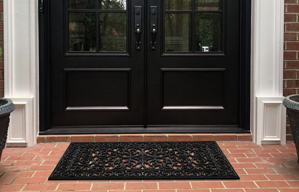 A1 Home Collections 19-LB Heavy Duty Rubber Doormat 24"×57" - Won't Blow Away | Outside Front Door Mat, Mud Dirt Scraper, Non-Slip Drainage Mat for Entryway Patio Garage, All-Weather, 100% Rubber Mats