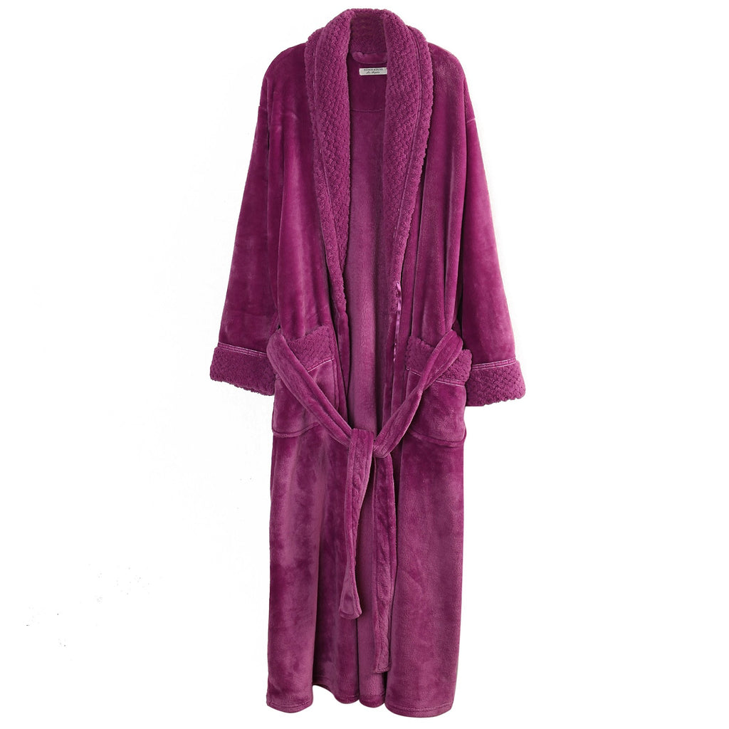 Richie House Women's Plush Soft Warm Fleece Bathrobe Robe RH1591