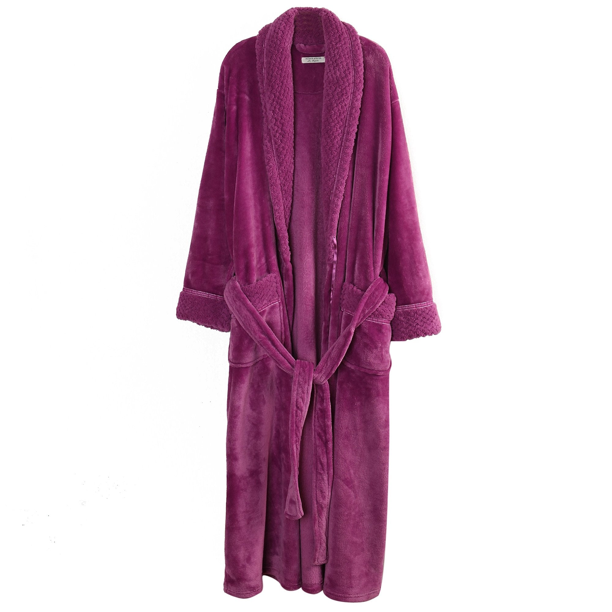 Richie House Women's Plush Soft Warm Fleece Bathrobe Robe RH1591