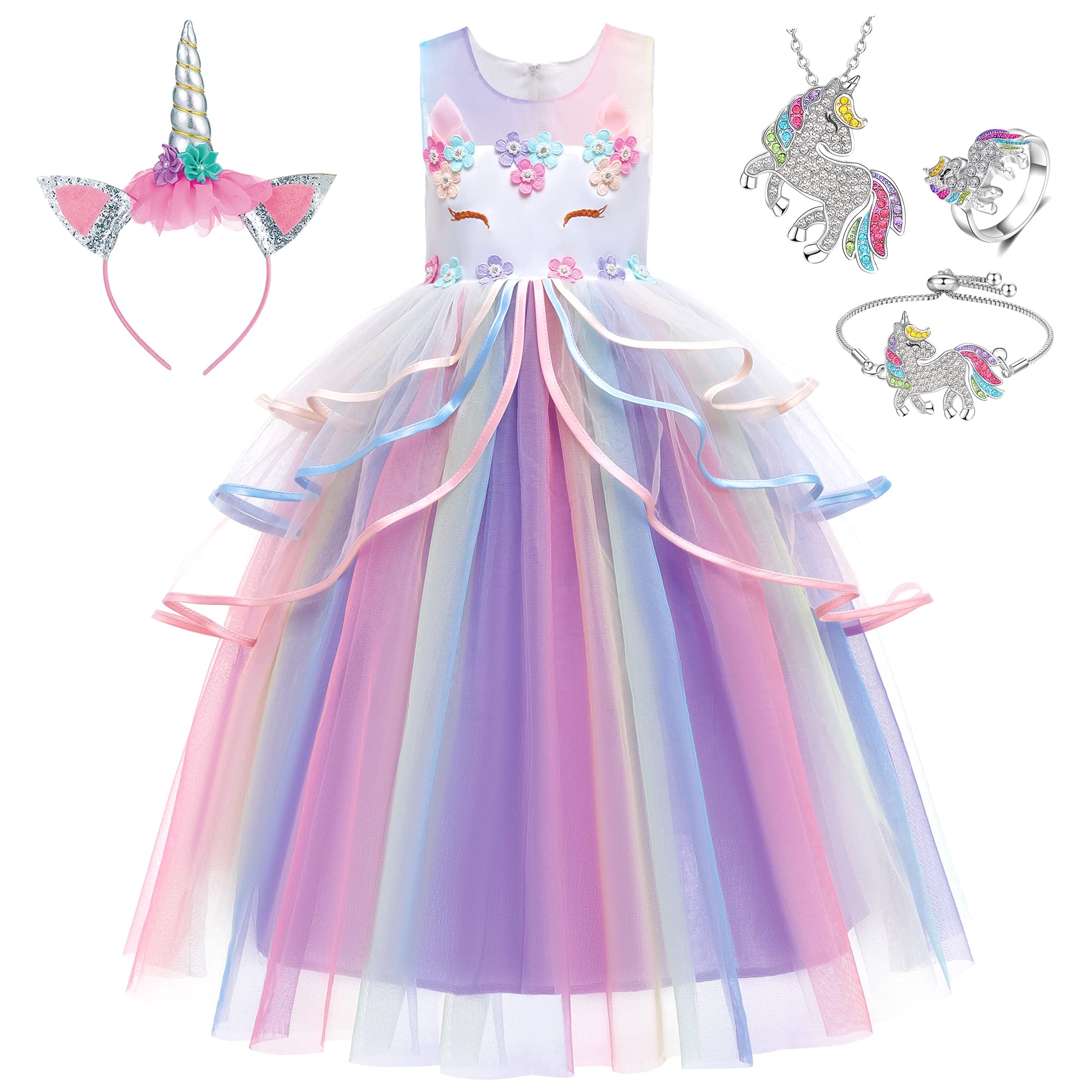 Unicorn Princess Dress Up Clothes for Little Girls – Costume, Jewelry and Headband