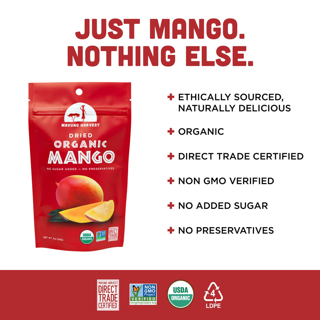 Mavuno Harvest Organic Dried Fruit Variety Pack | Dried Mango, Papaya, Pineapple, Banana, Jackfruit, & Tropical Mix | Healthy, Vegan, No Sugar Added, Non GMO Snacks for Kids & Adults | 2 Ounce, 6 Pack