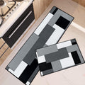 Blue Kitchen Rugs and Mats Non Skid Washable Set of 2, Grey White Modern Abstract Mats for Floor, Geometric Painting Runner Rug Graffiti Art Kitchen Decor