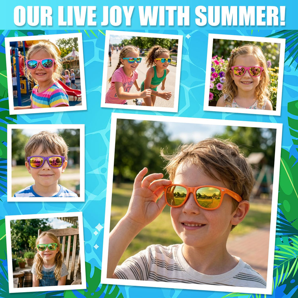 Kids Sunglasses Bulk, Kids Sunglasses Party Favors for Age 3-8, UV400 Protection Neon Kids Sunglasses Bulk for Boys Girls (12Pack-heart sunglasses)