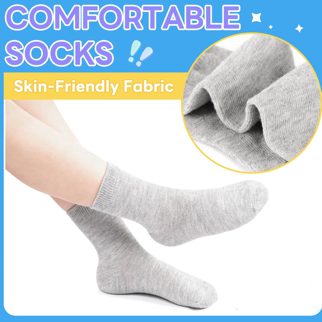 ZERULETS 20 Pairs Toddler Kids Crew Socks - Boys Girls Athletic Mid Calf Cut for School, 1-13 Years