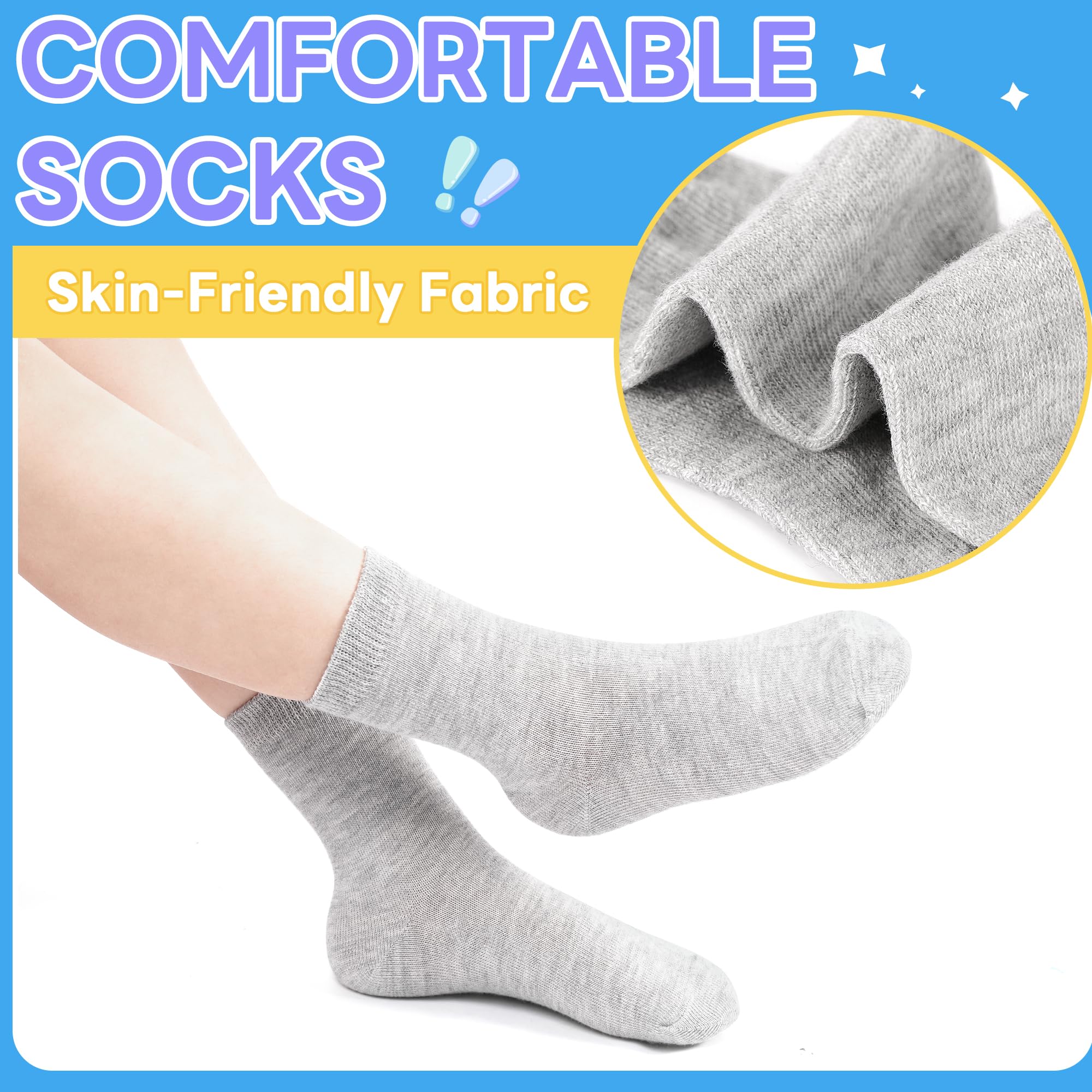 ZERULETS 20 Pairs Toddler Kids Crew Socks - Boys Girls Athletic Mid Calf Cut for School, 1-13 Years