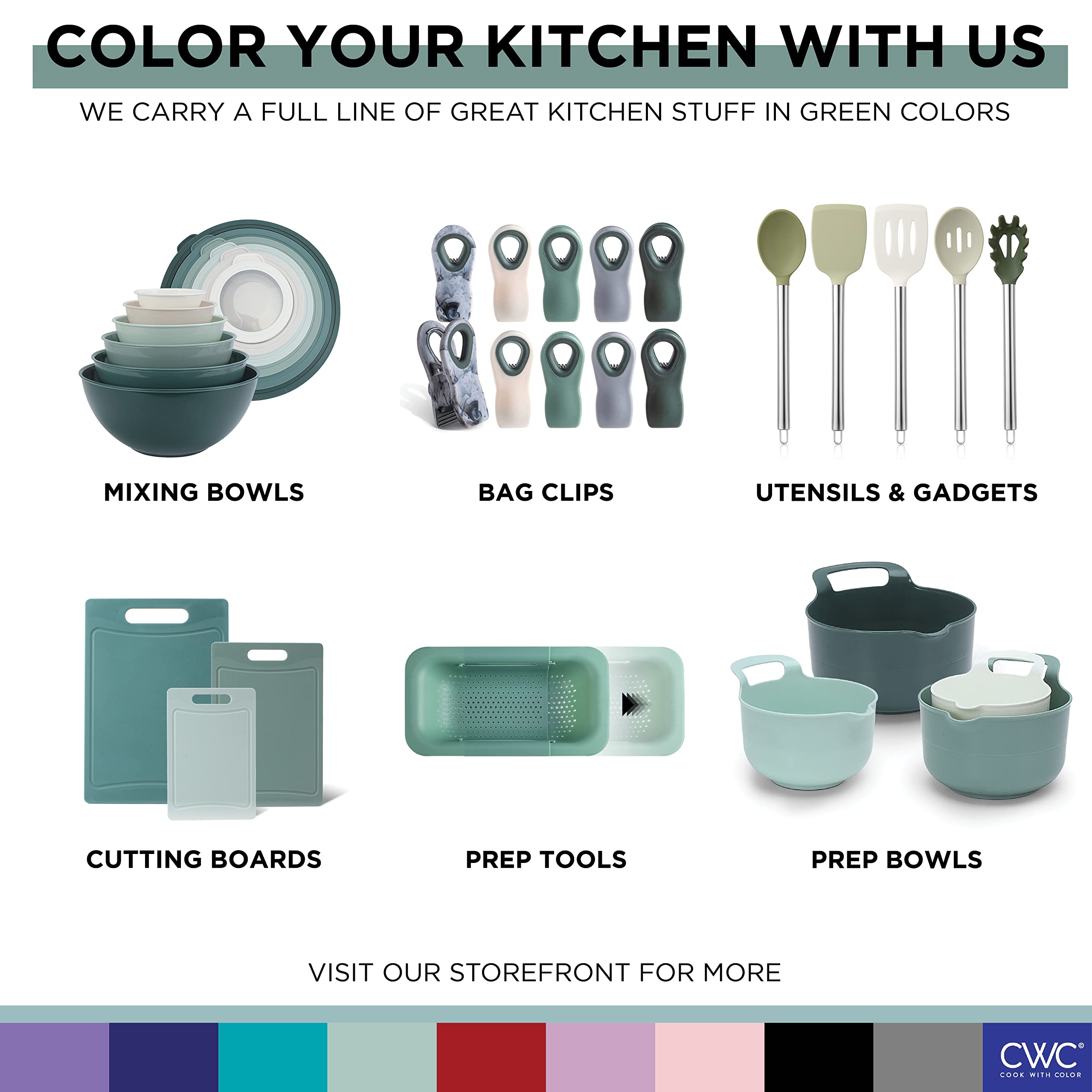 COOK WITH COLOR Silicone Cooking Utensils, Kitchen Utensil Set, Easy to Clean Silicone Kitchen Utensils, Cooking Utensils for Nonstick Cookware, Kitchen Gadgets Set with Holder, 10 Pieces