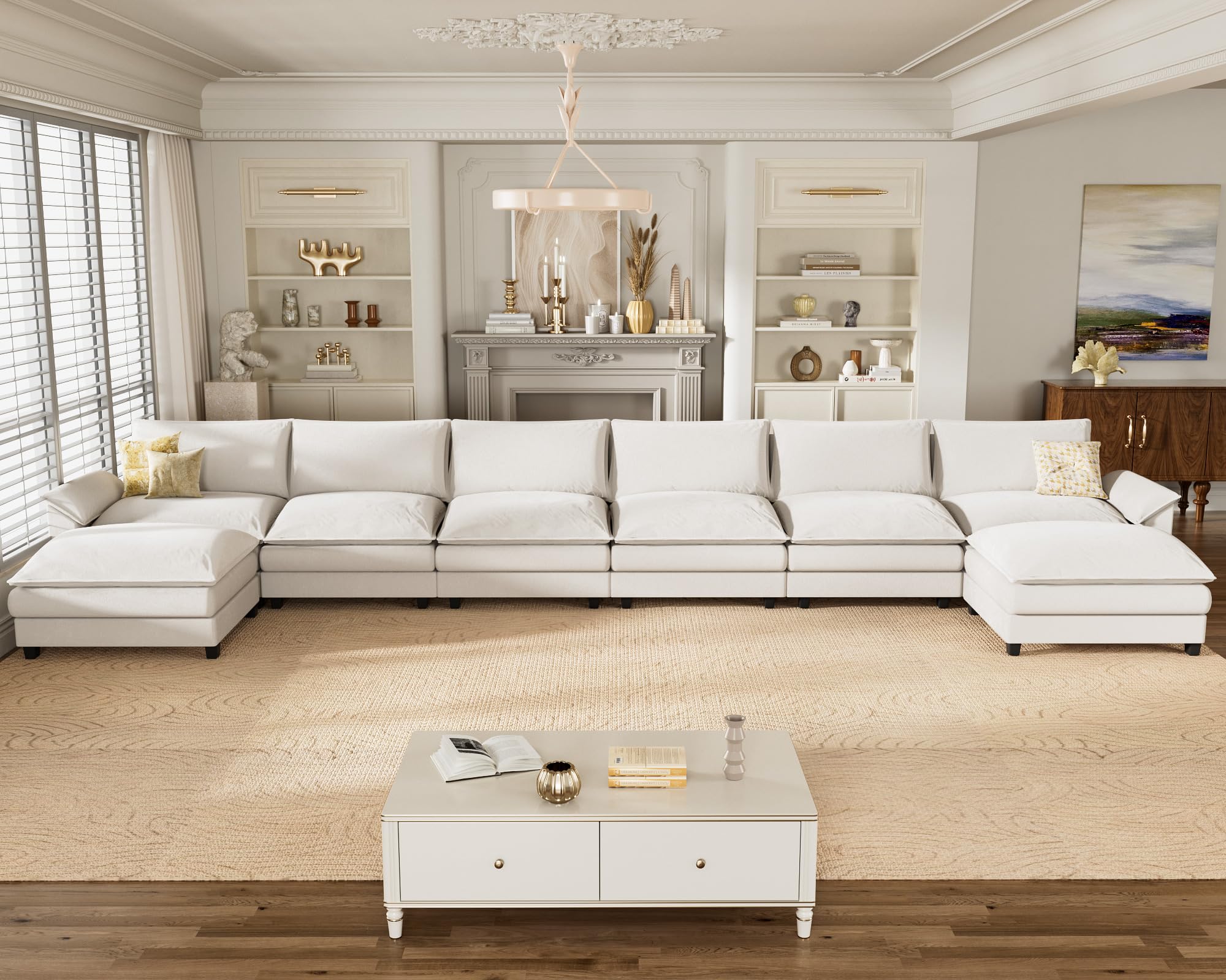 Homall 80" Modular Sectional Sofa, Loveseat Sofa Couch with Double-Layer Cushion, DIY Combination Chenille Deep 2-Seat Cloud Couch for Living Room, Apartment (Bright Grey, Loveseat Sofa)