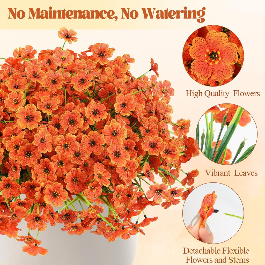 MACTING 12 Bundles Artificial Fall Lavender Flowers for Outdoors, UV Resistant Fake Outdoor Plants, Faux Autumn Greenery Shrubs for Planters Porch Patio Garden Yard Outside Thanksgiving Decorations