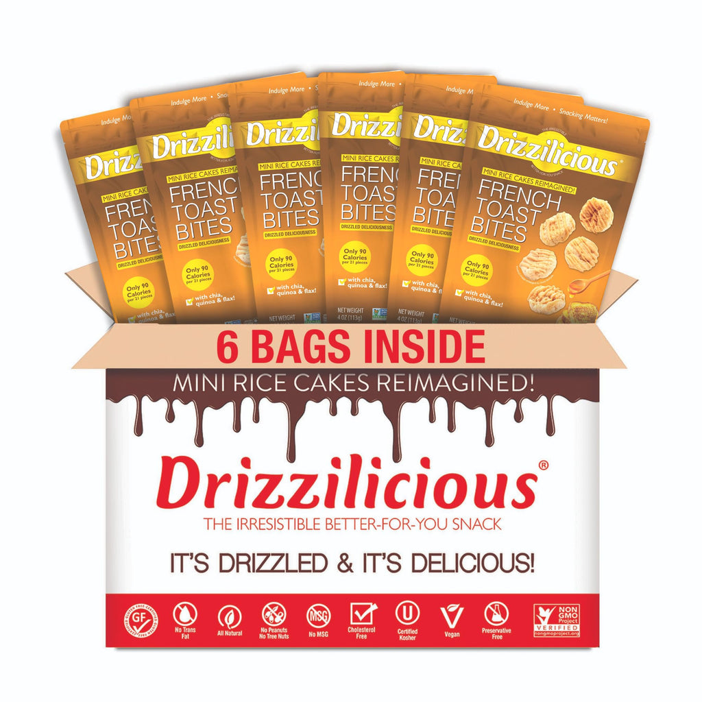 Drizzilicious Mini Flavored Rice Cakes - Rice Crisps, Healthy Snack for Adults and Kids, Vegan, Gluten Free Snack, 90 Calories Per 21 Pieces, S'mores & Cinnamon Swirl - 4 oz (Pack of 6)