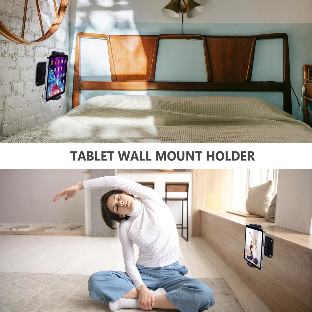 Tablet Wall Mount, Aluminum iPad Wall Mount Holder, 360° Rotation Adjustable Wall Holder Compatible with iPad Pro, Mini, Galaxy Tab, Surface Pro, Kindle, All 4.7-13" Tablets and Phones