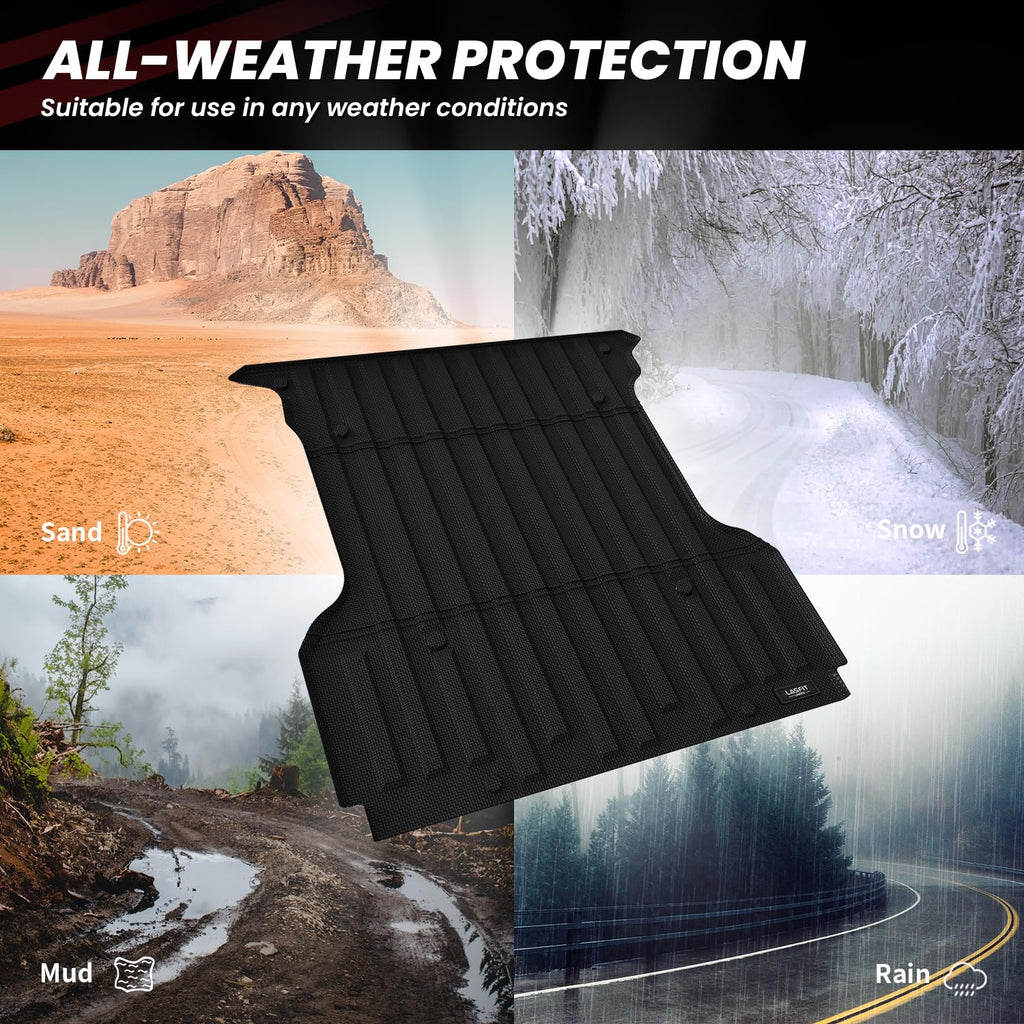 LASFIT Truck Bed Mat for 2009-2016 Ford F250 F350 F450 6.75ft Super Duty 81.9'' Bed Liner(Not fit with Drop-in Bed Liner), TPE 100% All Weather Car Bed Mat for F-250 F-350 F-450,1PCS Black