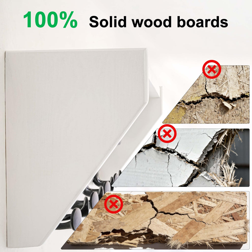 SKOLOO Wall Shelf with Hooks, 24-Inch Cherry Coat Rack Wall Mount with Shelf Organizer - Heavy Duty, 4 Tri Hooks - Perfect for Entryway, Hallway, Living Room, Bedroom, Mudroom