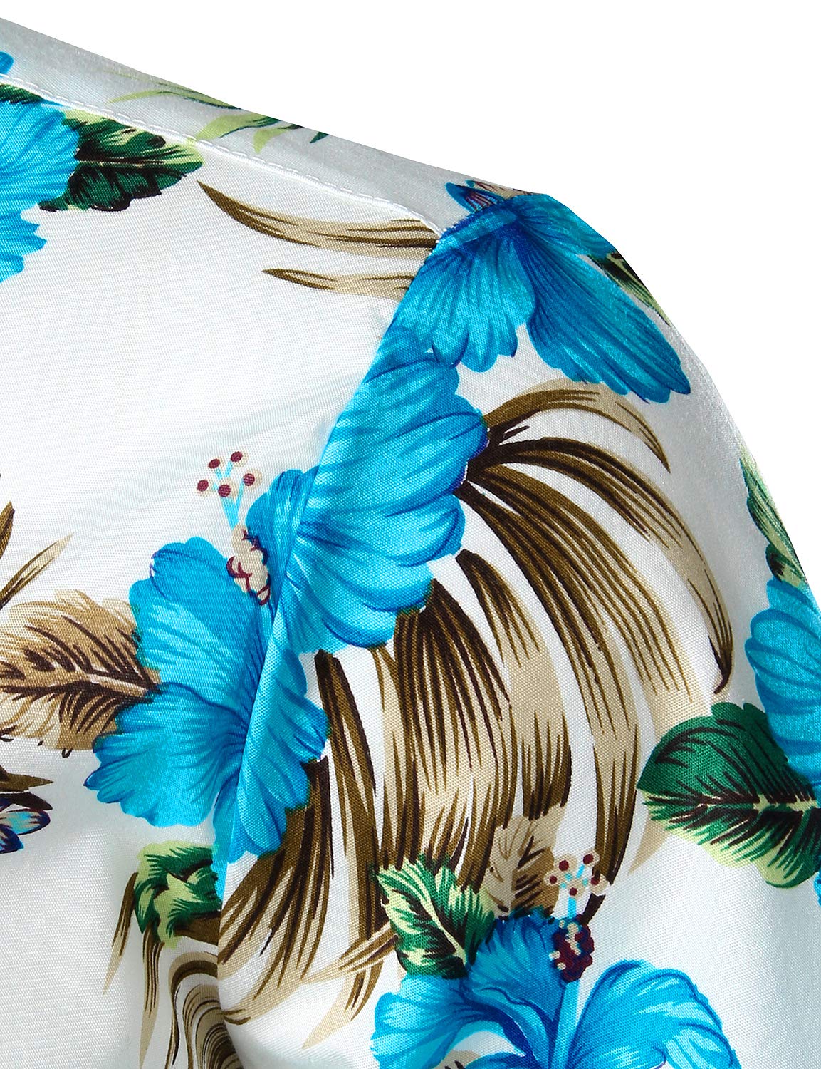 JOGAL Men's Flower Casual Short Sleeve Aloha Hawaiian Shirt