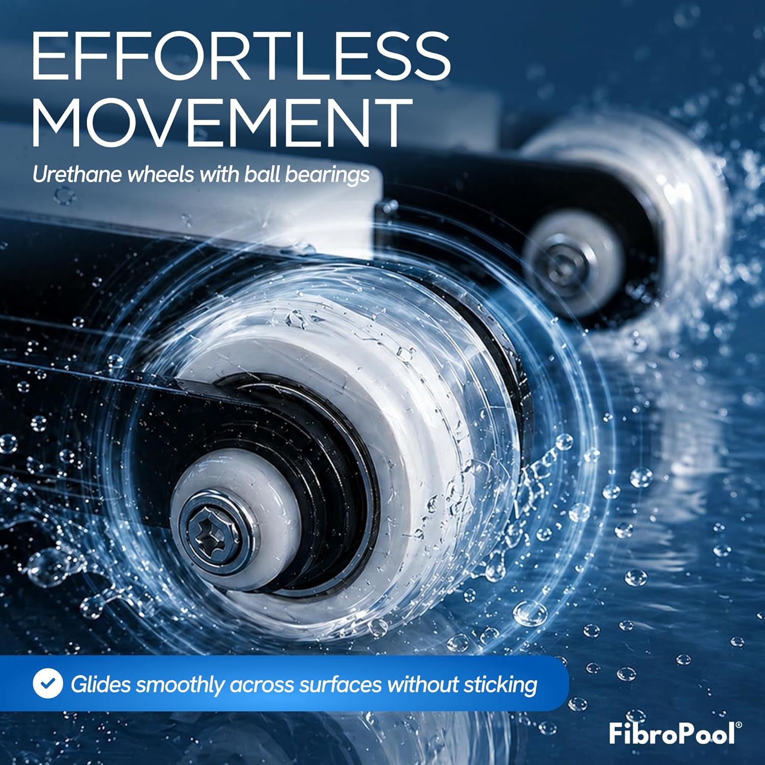 FibroPool Pool Vacuum Head - 14.4" Weighted Flexible Design - Inground & Above Ground Pools - 1.5" Universal Hose Fit - Urethane Wheels