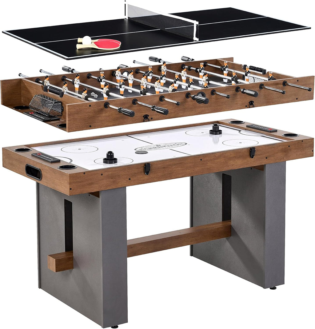 Barrington 3-in-1 Combination Game Table 54”, Foosball, Air-Powered Hockey and Table Tennis Combo Table, Multi Game Table Perfect for Family Game Rooms, All-in-One Arcade Table