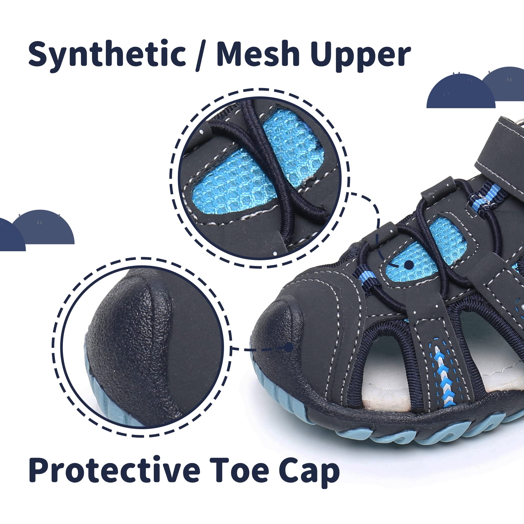 Apakowa Kid's Boy's Girl's Soft Sole Close Toe Sport Beach Sandals (Toddler/Little Kid)