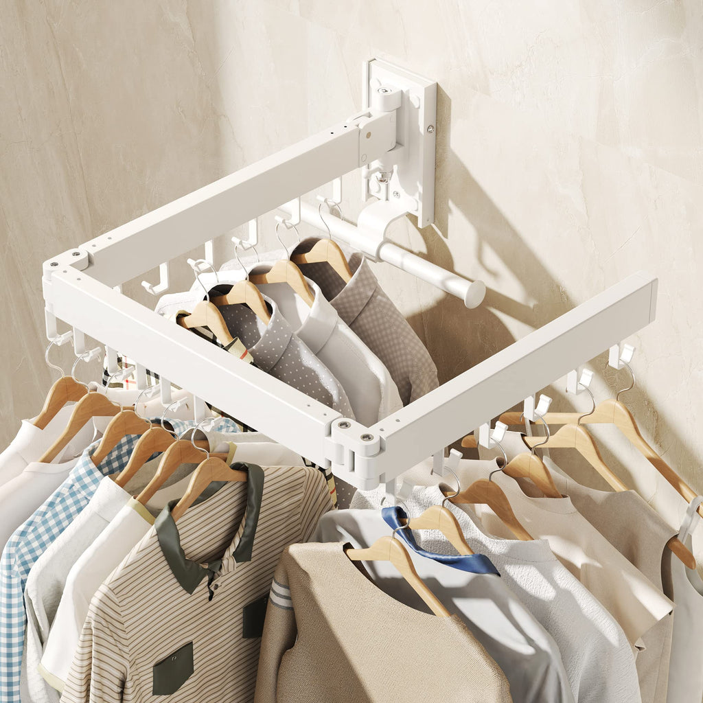 BOQORAD Clothes Drying Rack,Drying Rack Clothing,Luandry Drying Rack,Clothes Hanger Rack,Wall Mounted Luandry Rack,Folding Retractable,Frosted Stone Black Classic,ms-01