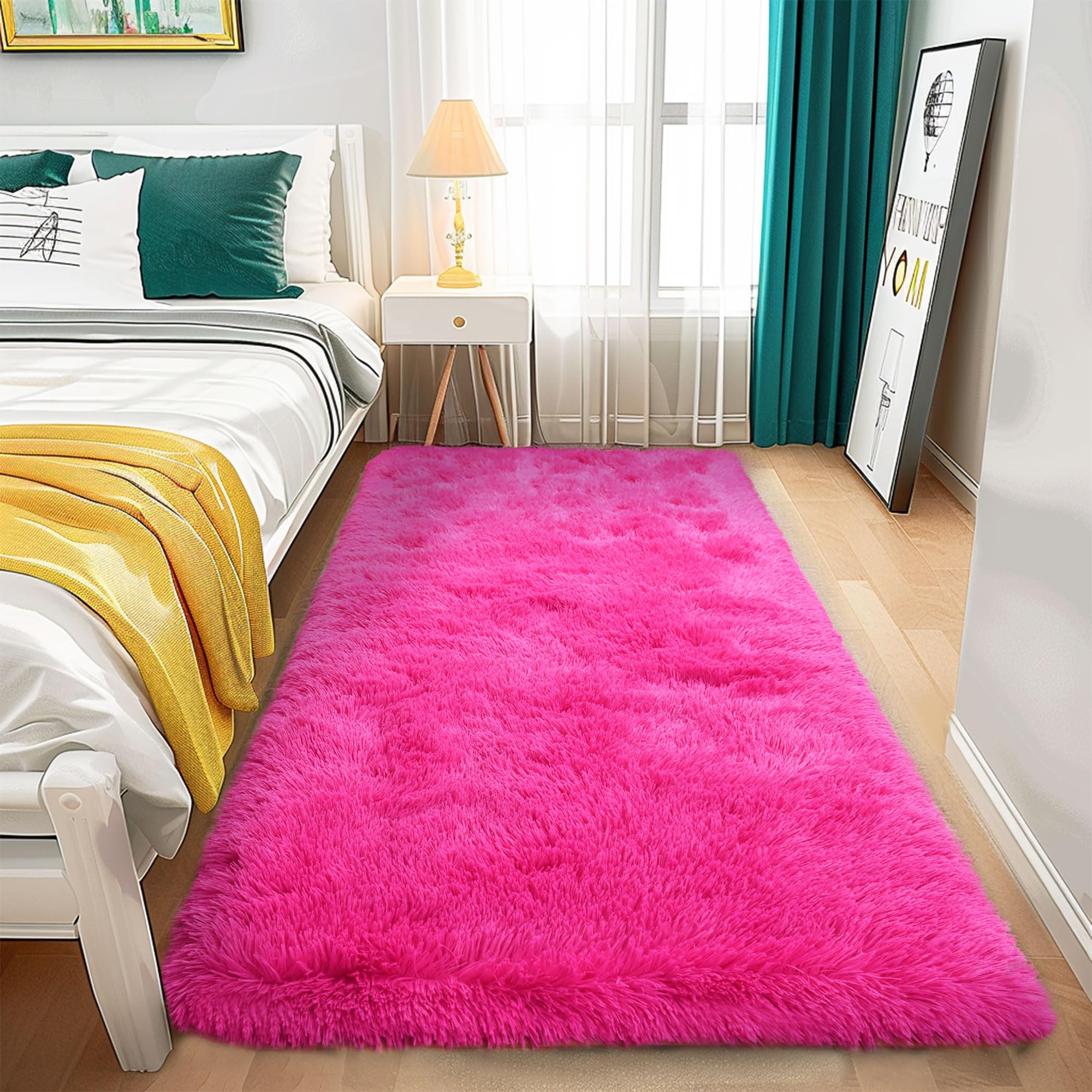 Awaytail Fluffy Rug Washable 2x3 Feet, Pure Black Desk Chair Rug Non-Slip, Super Soft Kids Rug for Boys Nursery Dorm Decor