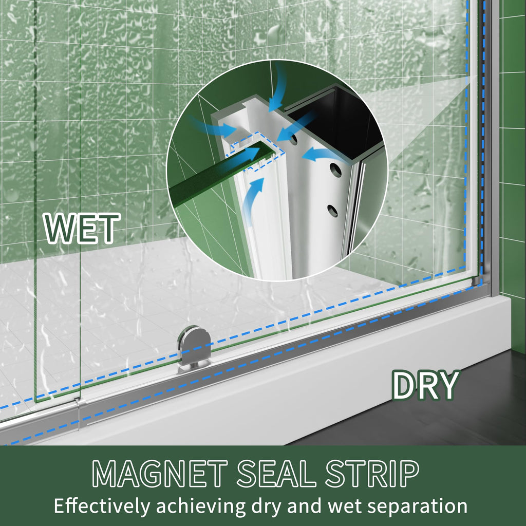 38–42 Inch W x 71 Inch H Semi-Frameless Pivot Shower Door, Swing Glass Shower Door with 1/4" (6mm) Clear SGCC Tempered Glass, Matte Black Finish, Reversible Installation for Bathroom