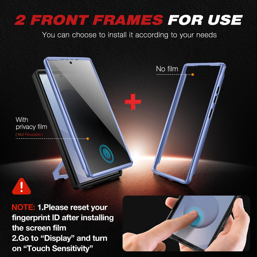 TONGATE Magnetic Stand for Samsung Galaxy S25 Ultra Case with Privacy Screen Protector, [Compatible with Magsafe] [Military Drop Protection] S25 Ultra Case with Camera Cover & Belt Clip, Black 6.9"
