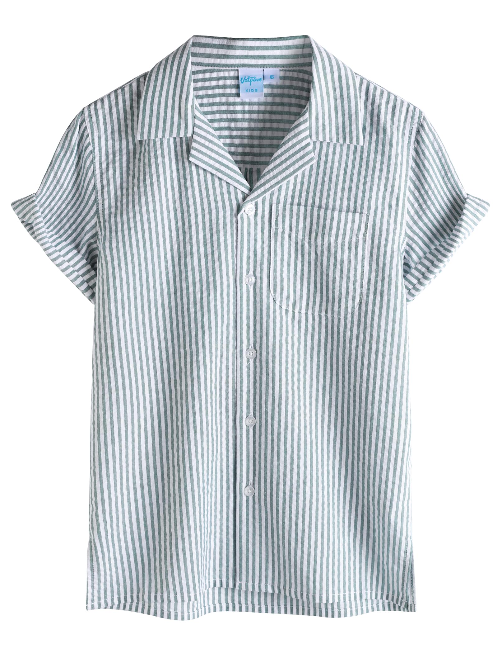 VATPAVE Boys Button Down Shirt Short Sleeve Casual Hawaiian Shirt Cuban Collar Summer Beach Shirts with Pocket