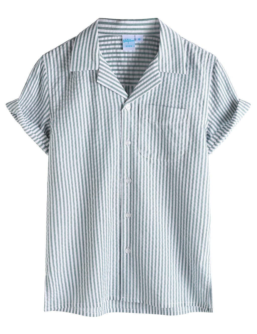 VATPAVE Boys Button Down Shirt Short Sleeve Casual Hawaiian Shirt Cuban Collar Summer Beach Shirts with Pocket