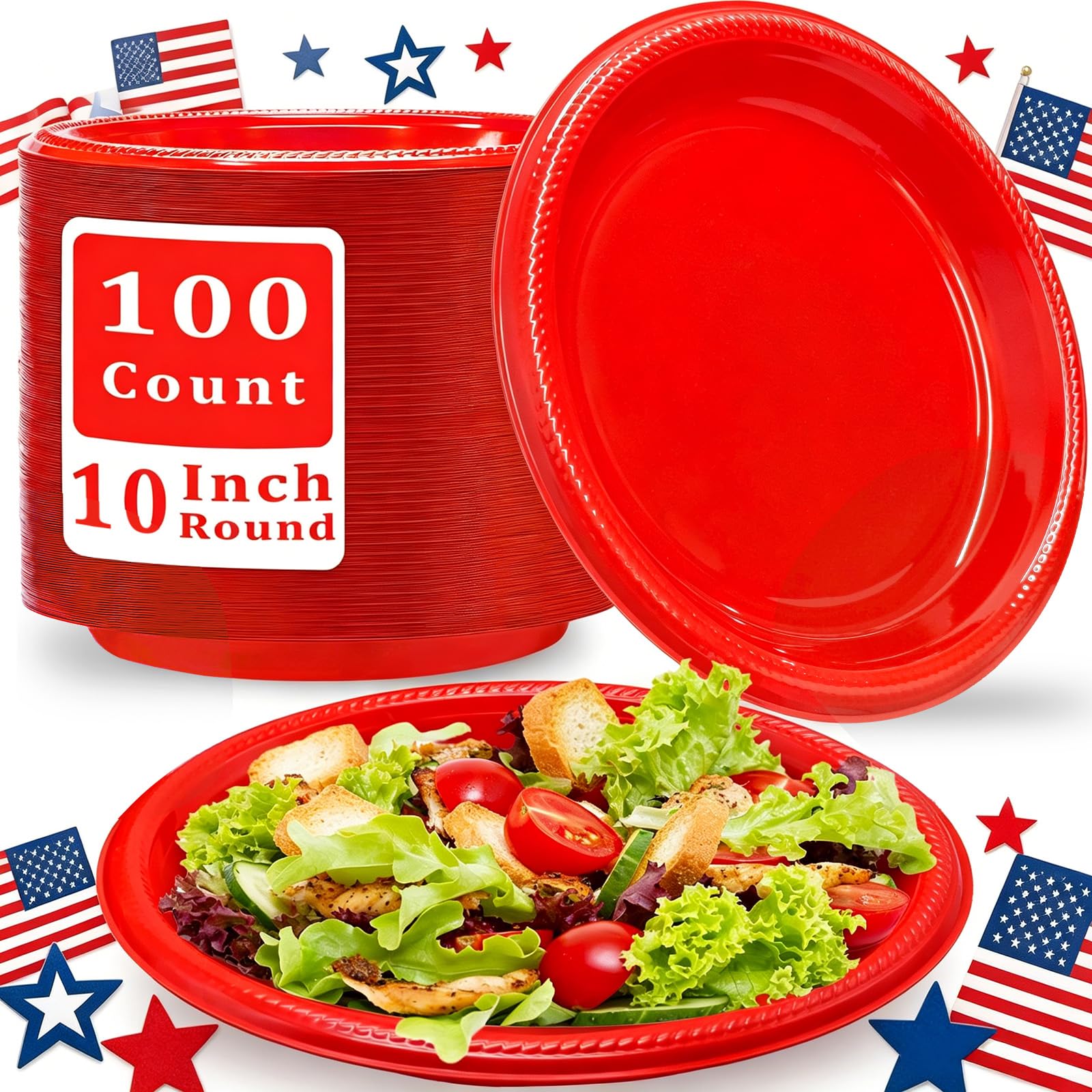 50 Pcs Black Plastic Plates, 10 Inch Black Plates, Black Party Plates Disposable for Birthday Weddings Fathers Day World Cup