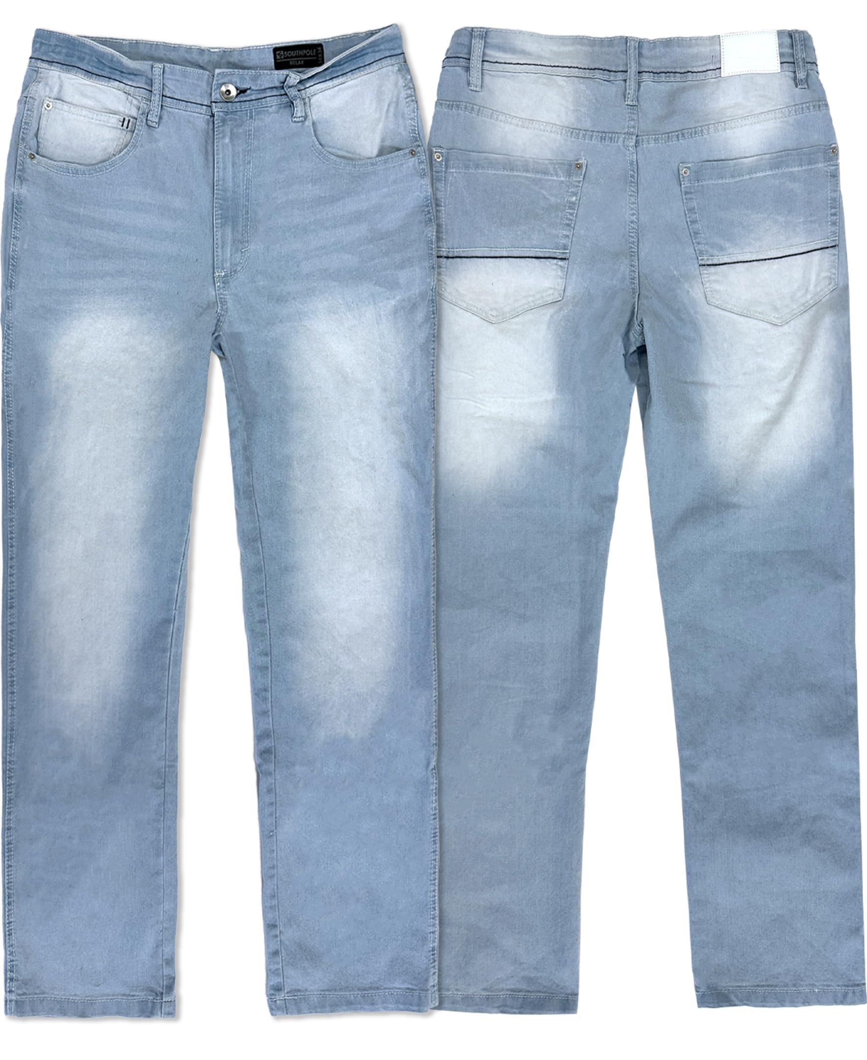 Southpole Mens Mid Rise Stretchable Straight Relaxed Fit Cross Hatch Denim Pants