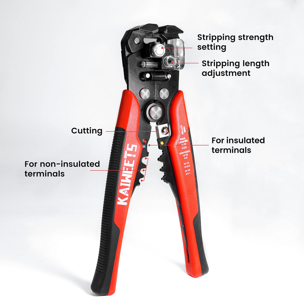 KAIWEETS Self Adjusting Wire Stripper - 3 in 1 Heavy Duty Automatic Wire Stripping Tool | 10-24 AWG Wire Cutter for Electrical Cable Cutting, Crimping Tool
