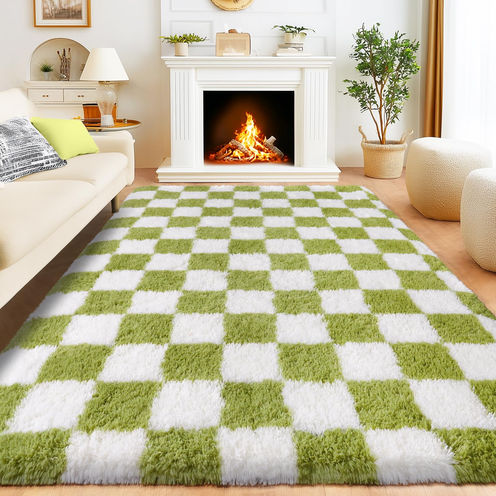 Awaytail Fluffy Rug Washable 2x3 Feet, Pure Black Desk Chair Rug Non-Slip, Super Soft Kids Rug for Boys Nursery Dorm Decor