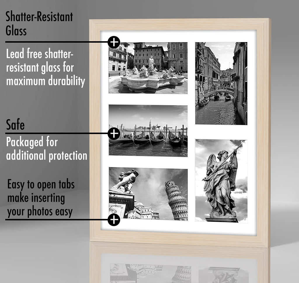 Americanflat 4x6 Double Picture Frame with Shatter-Resistant Glass - Fits Two 4x6 Photos or use as One 6x14 Frame - Signature Collection - Collage Frames for Tabletop and Wall Display - Black