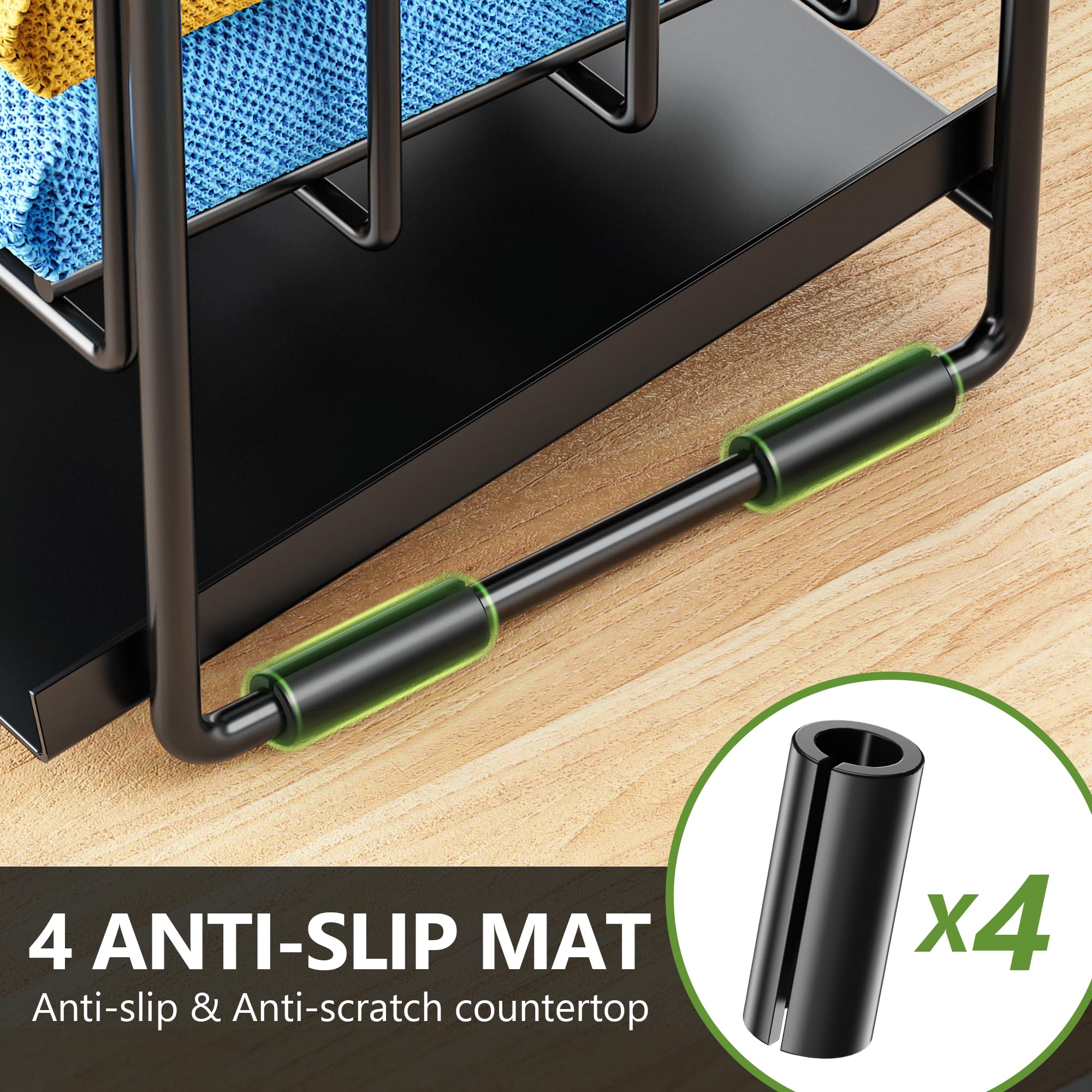 Cisily 2-Tier Kitchen Sink Caddy Organzier Rack with Dish Brush Sponge Holder | Kitchen Sink Countertop Organization Storage,Home Decor Accessories Essentials Stainless Steel