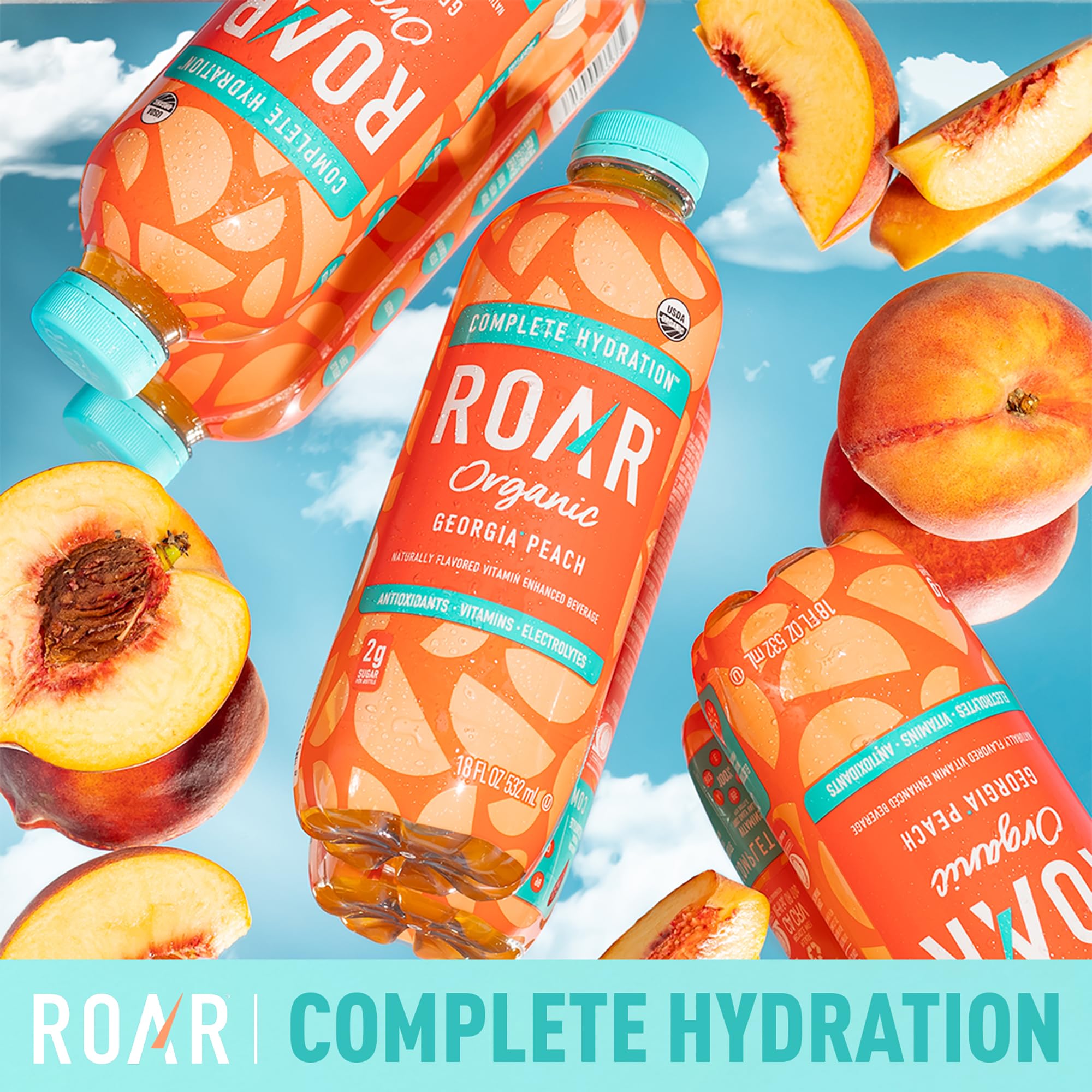 ROAR Complete Hydration Organic - Electrolyte Drinks Loaded with Vitamins C, B5, B12 - Non-GMO, Gluten-Free - Strawberry Lemonade - 12 pc