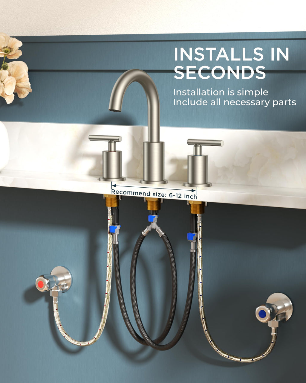 FORIOUS 4" Brushed Gold Bathroom Faucet Centerset 4 Inch, 2 Handle 2 Hole Gold Faucets for Bathroom Vanity wtih Metal Pop Up Dain, CUPC Supply Hose, High Arc Swivel Spout