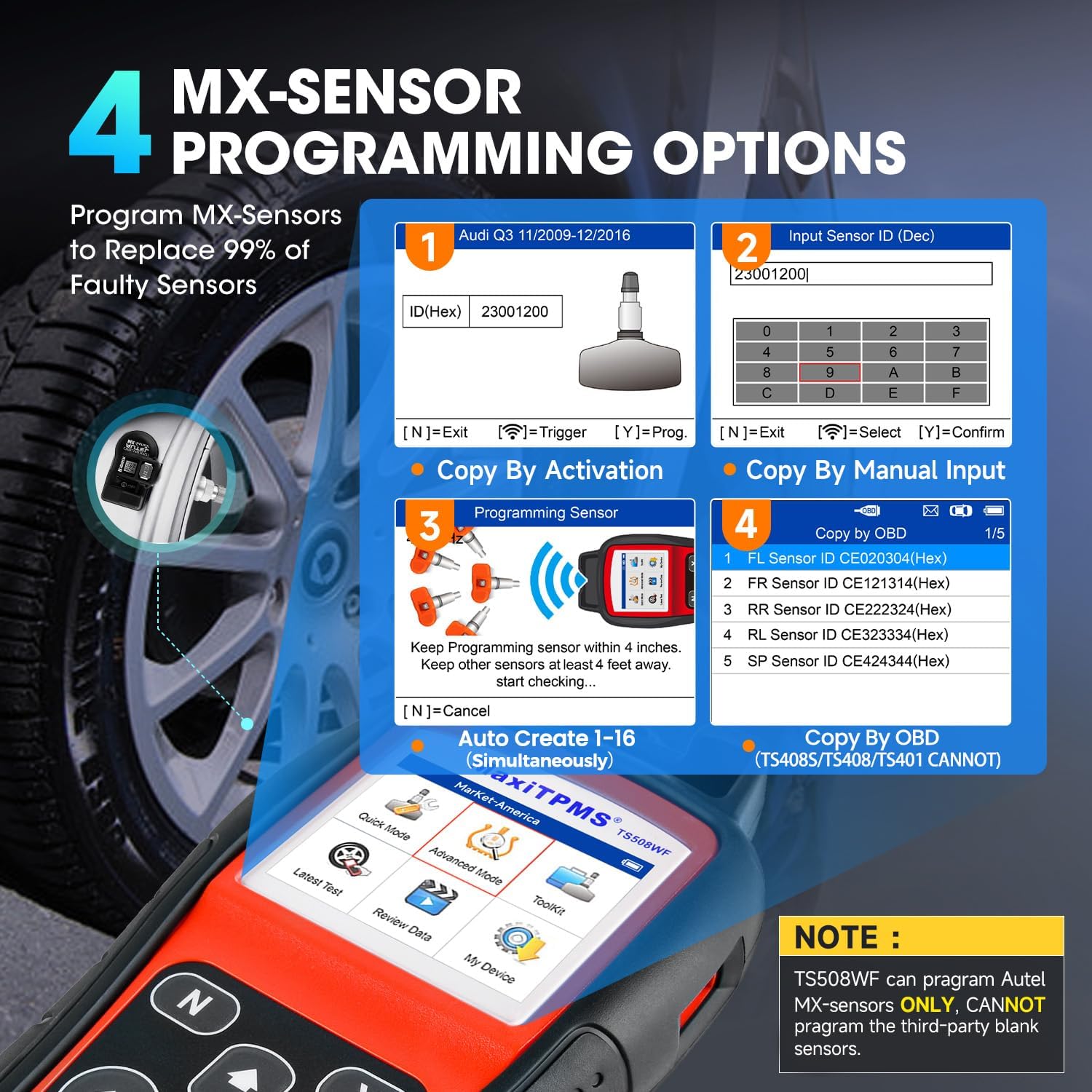 Autel MaxiTPMS TS508WF TPMS Programming Tool, 2026 Upgrade WiFi Ver. of TS508 TS501 TS408 TS601, Tire Pressure Monitor, Program MX-Sensors 315/433MHz, Relearn Activate All Sensors, TPMS Reset Diagnose