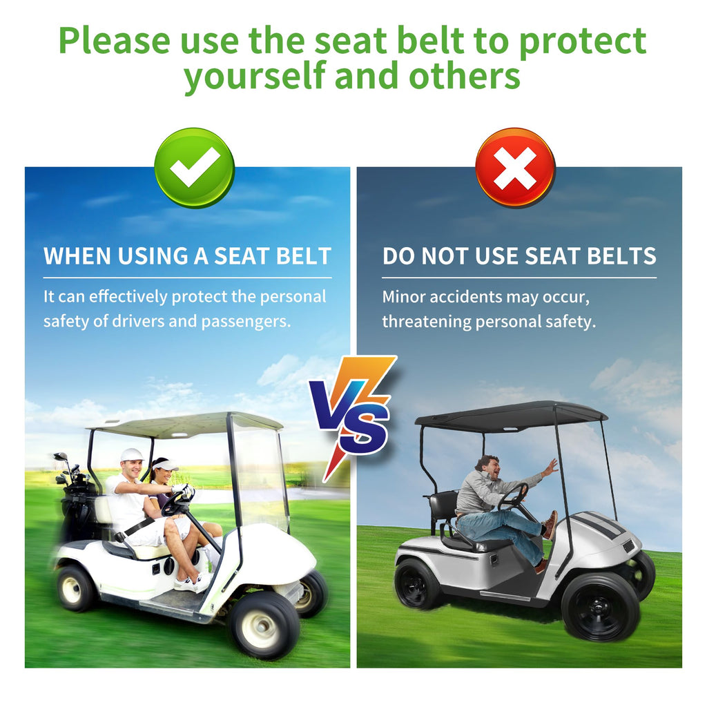 10L0L 4 Passenger (2+2) Golf Cart Seat Belt Kit for EZGO, Yamaha, Club Car, Fits Front Rear Seat, with Bracket