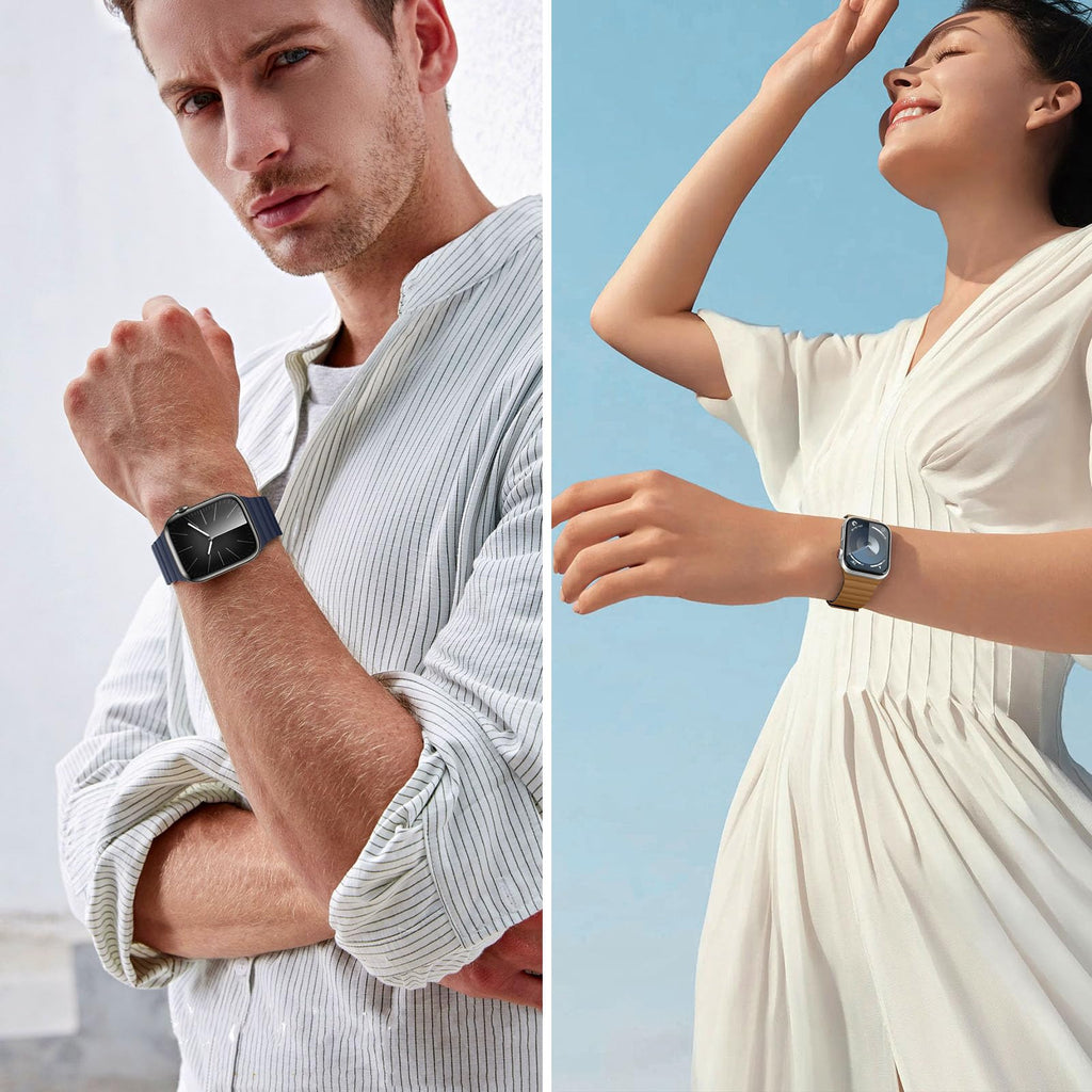 Bisikor Compatible with Apple Watch Band 49 46 45 44 42 41 40 38mm, Double Sided Wearable Silicone Magnetic Strap for iWatch Ultra SE Series 11 10 9 8 7 6 5 4 3 2 1 (38/40/41/42, Beige/Gray)
