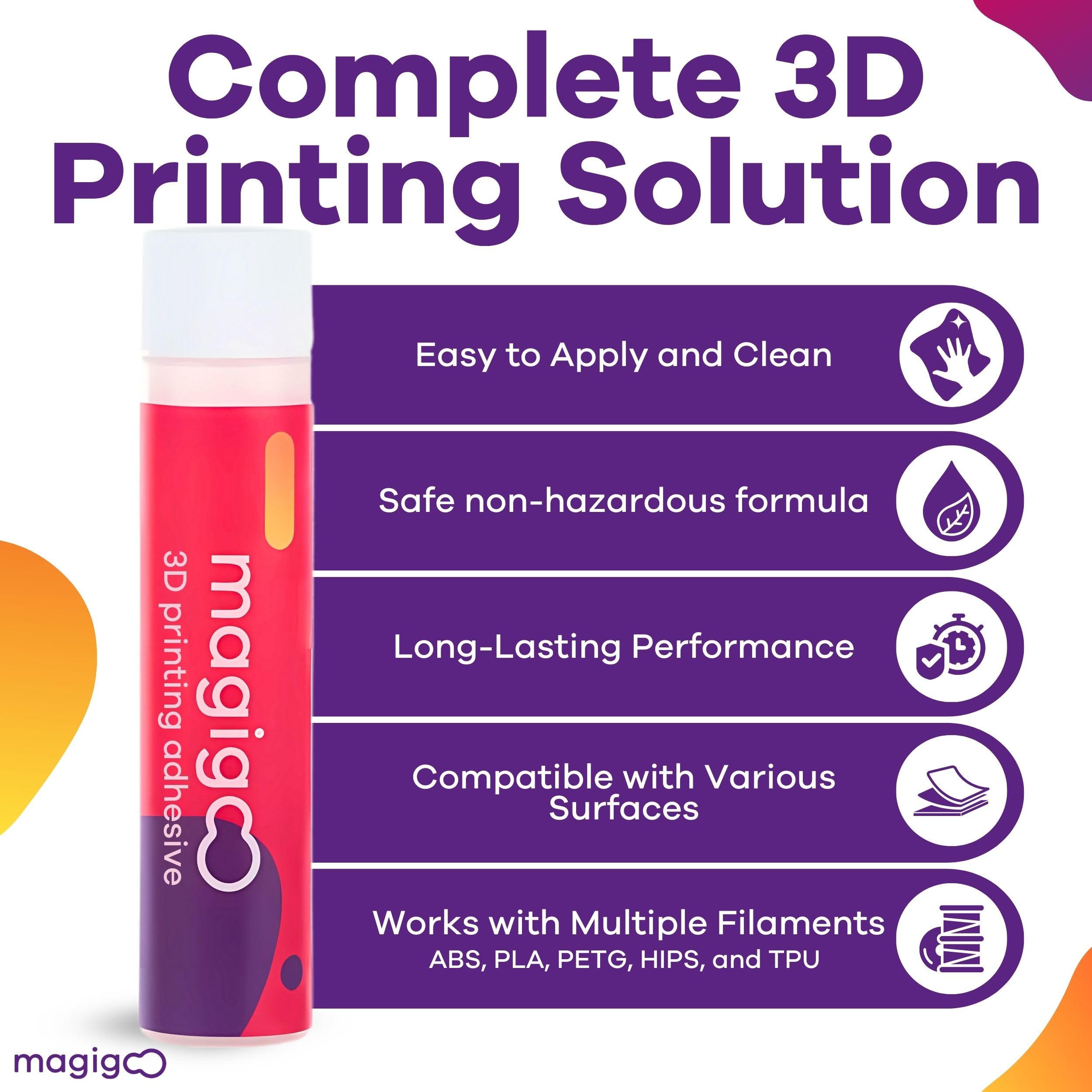 Magigoo - MO2016 All-in-One 3D Printer Adhesive Glue - ABS, PLA, PETG, HIPS, and TPU Flex Filament on Glass, PEI, Buildtak, Kapton - 3D Printing Accessories, Supplies, and Materials (50mL)