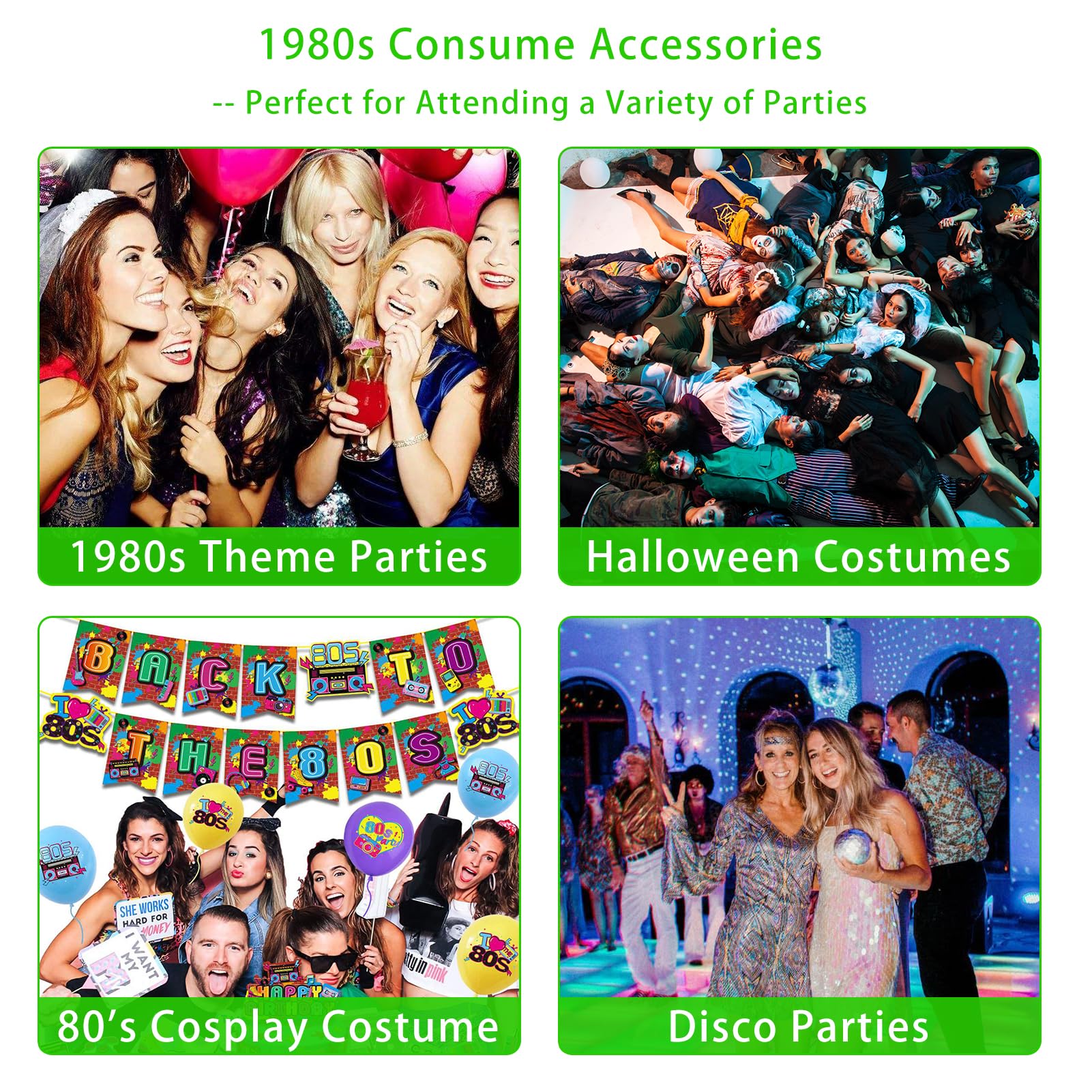 Upgraded 80s Outfit Costume for Women,80s Party Costume Accessory Sets with T-Shirt Tutu Skirt Waist Pack etc