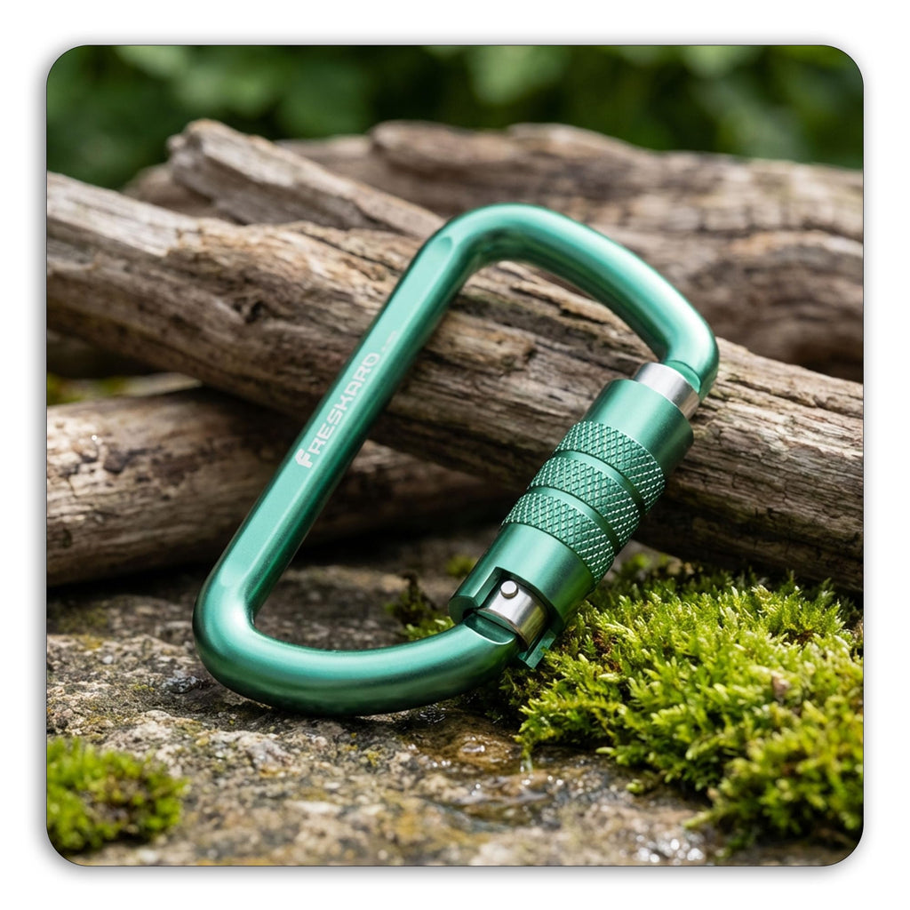 FresKaro 3inch 12kN-2698lbs Auto Locking Carabiner Clips, Solid D Shape, Heavy Duty 7075 Aluminum, Lightweight 1.09oz, Rust Proof, for Hammock, Hiking, Dog Leash, Keychain etc., Multi-Colors