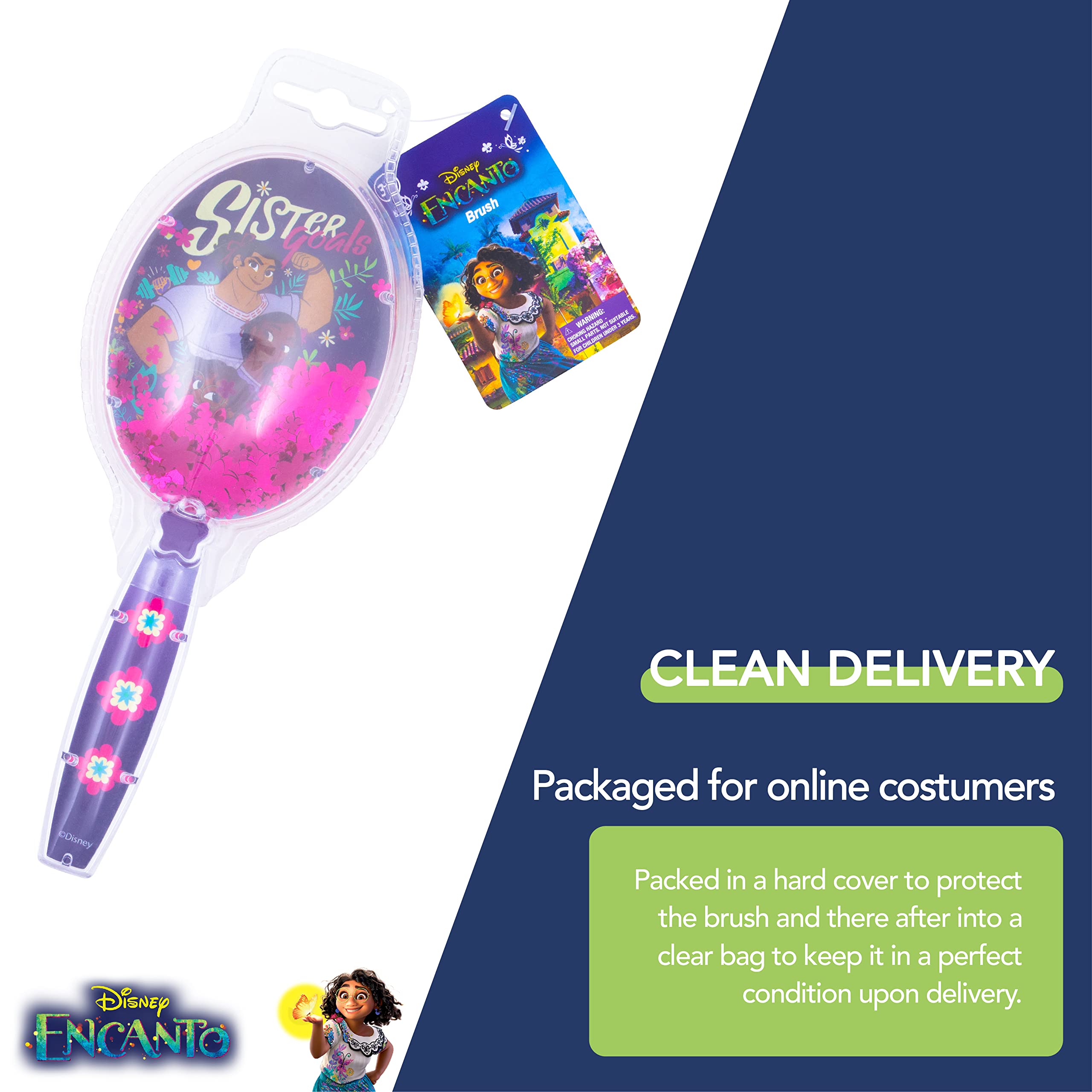 CoComelon Hair Brush with Magical Sparkling Stars Confetti HairBrush, Green - Kids Hair Brush Ages 3+